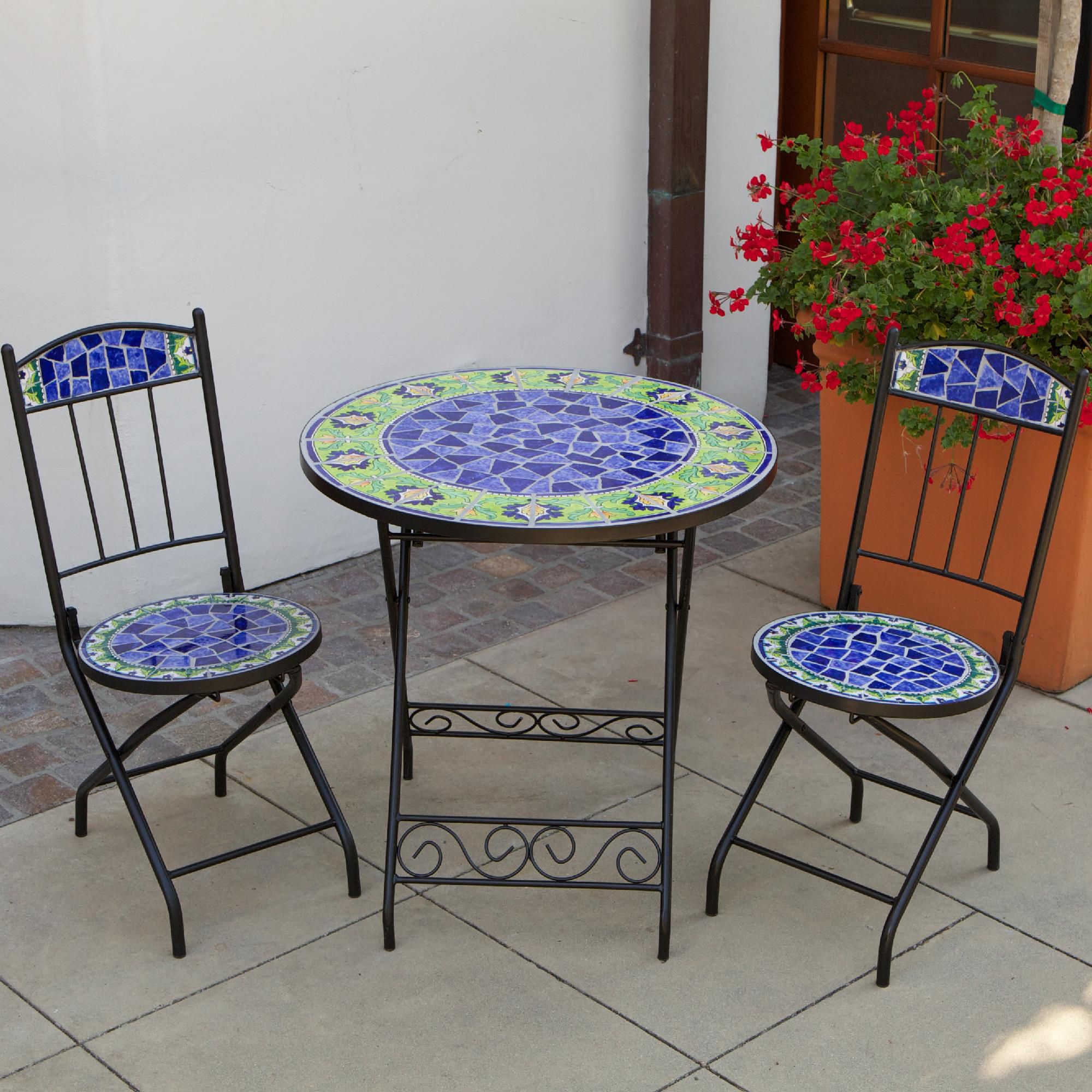 RST Outdoor Blue Moorish Tiles 3-Piece Bistro Set at Kmart.com
