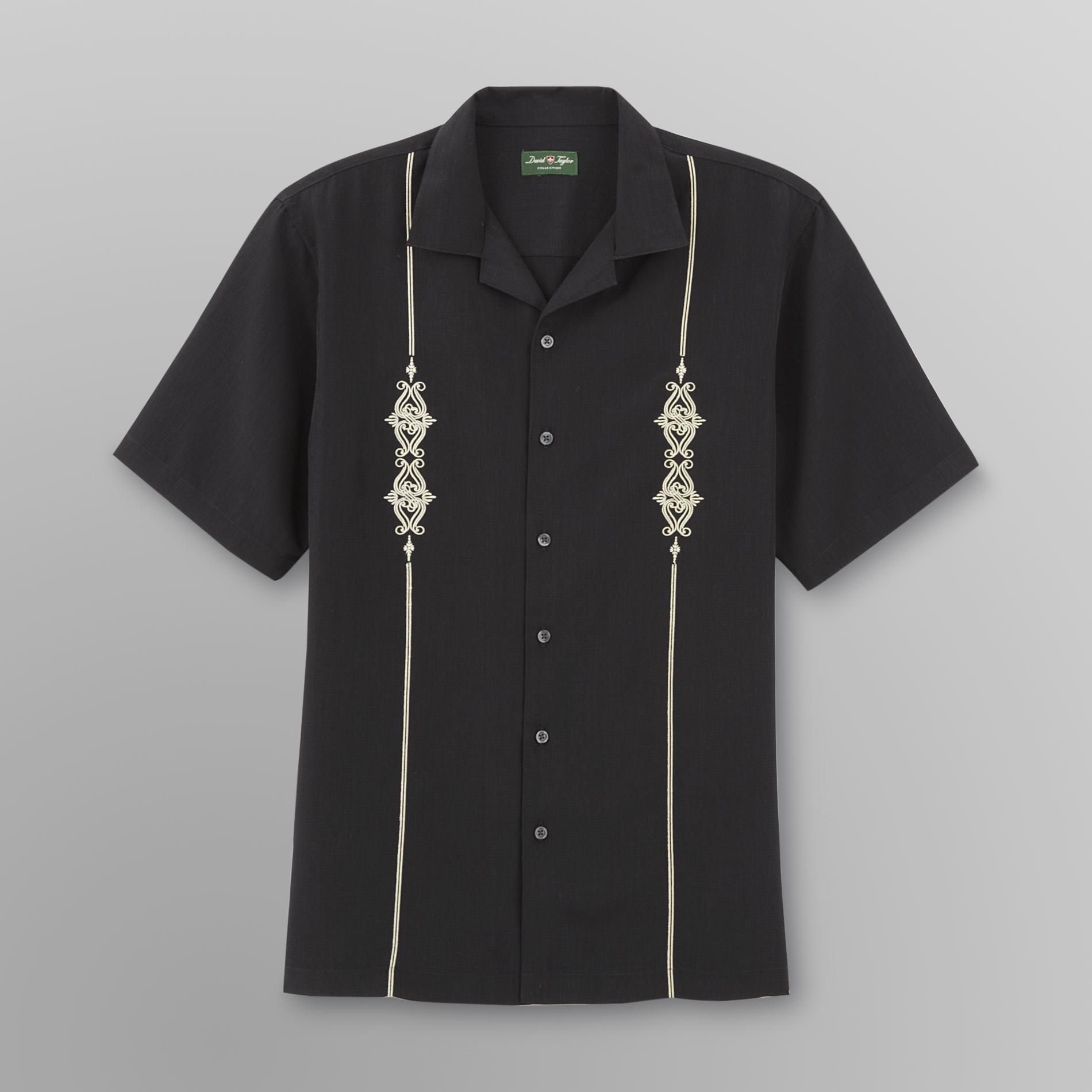 David Taylor Men's Camp Shirt - Vertical Stripe/Scrollwork at Kmart.com