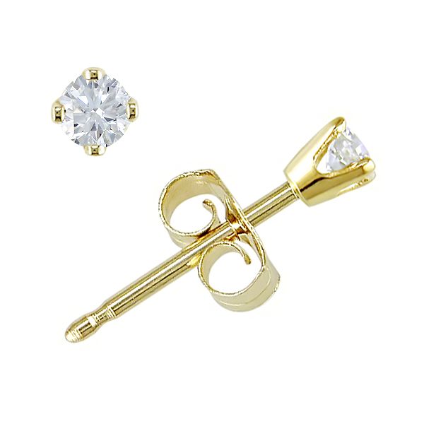 1/10 CT Solitaire Earrings Set in 14K Yellow Gold (I2-I3)