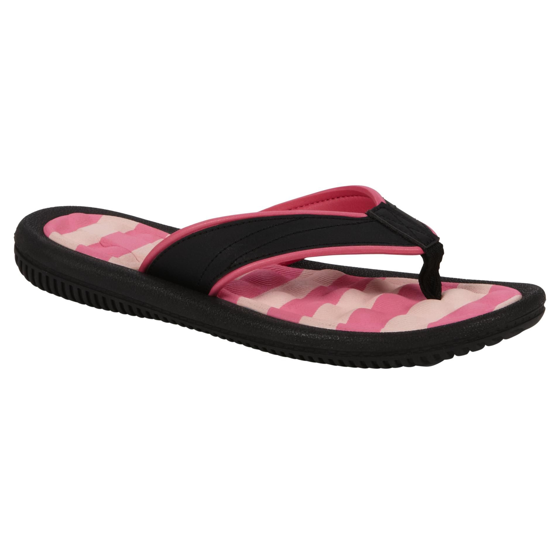 Joe Boxer Women's Textured Footbed Thong Maeve - Black at mygofer.com