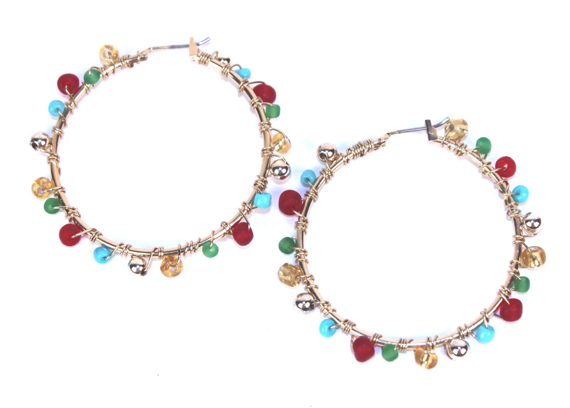 Aris by Treska Wire Wrapped Beaded Hoop Earrings at Sears.com