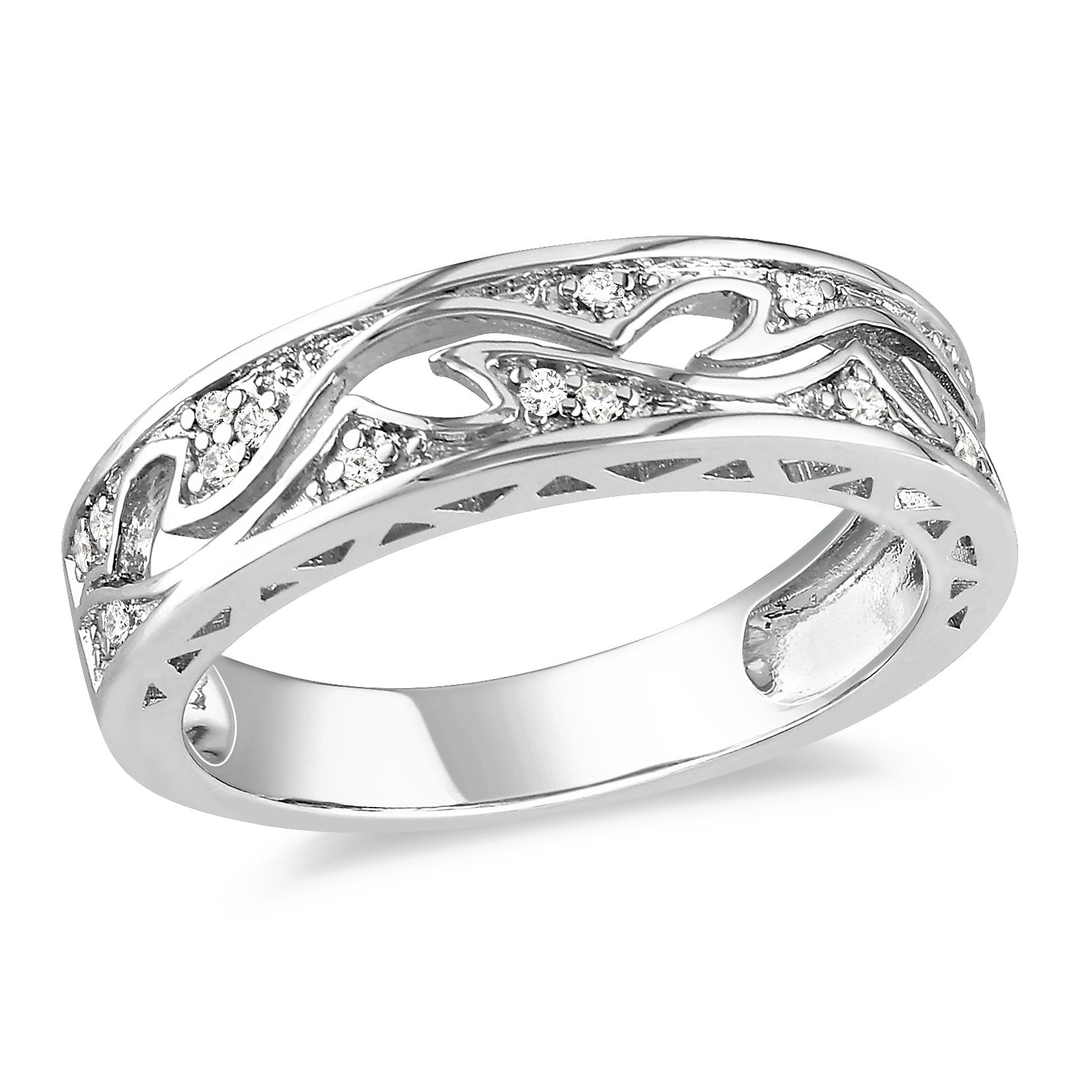 Sterling Silver 1/10 CT Diamond Fashion Ring (I3)