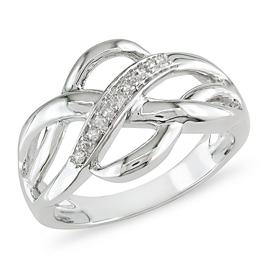 Amour Sterling Silver 0.05 CT Diamond Fashion Ring (GH I3) at mygofer.com