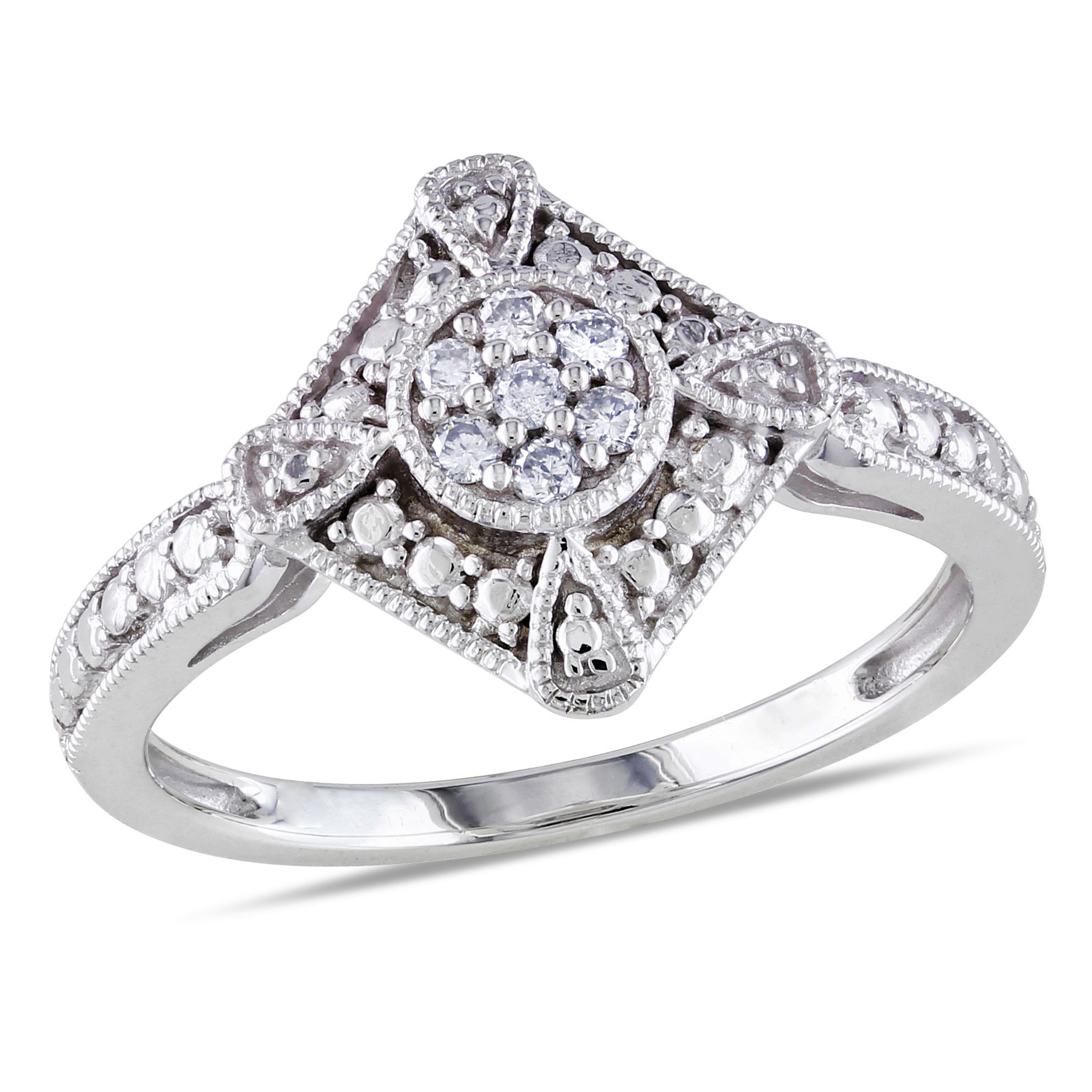 1/10 CTTW Diamond Fashion Ring Set in 10K White Gold (GH I1;I2)
