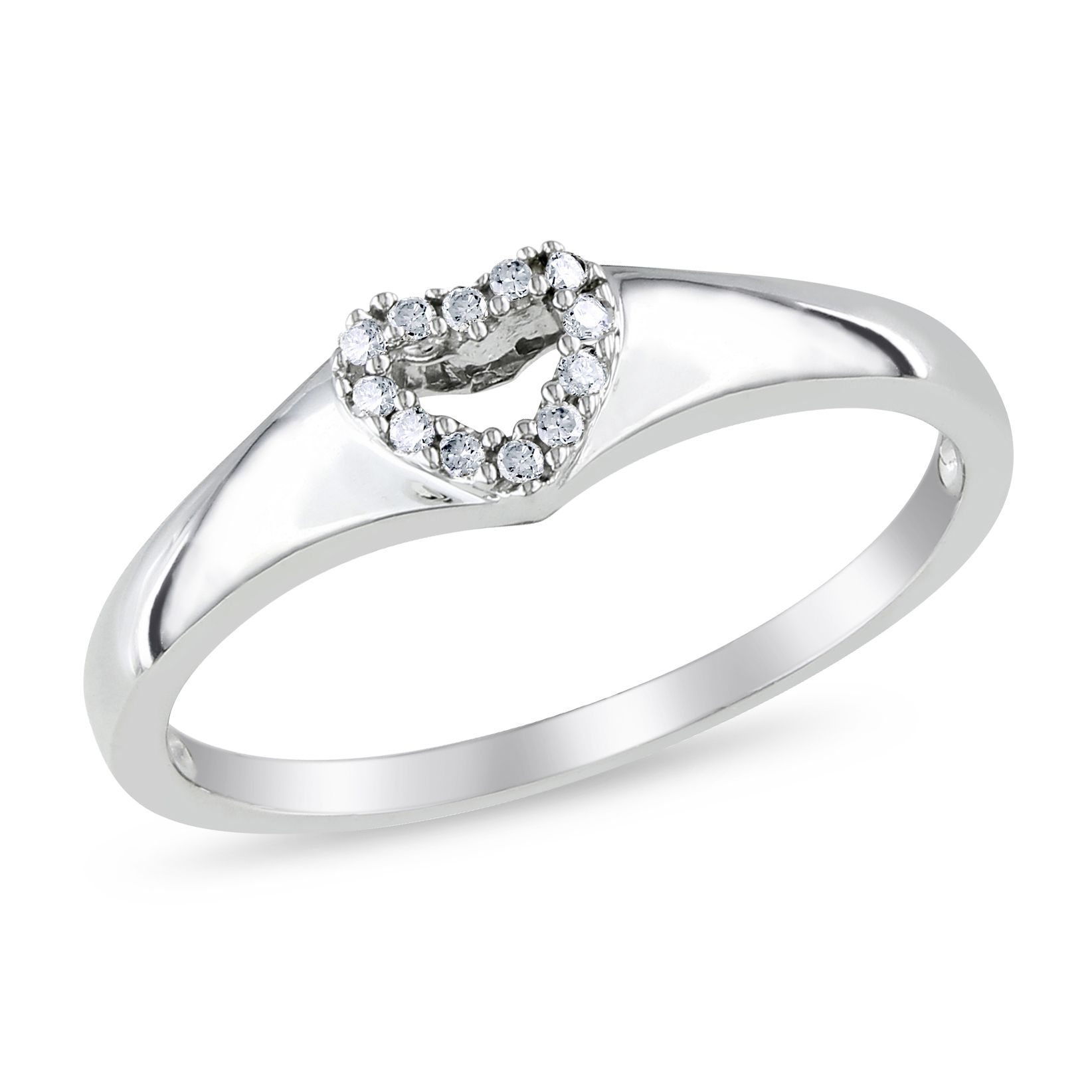0.05 CTTW Diamond Heart Ring Set in 10K White Gold (GH I2;I3)