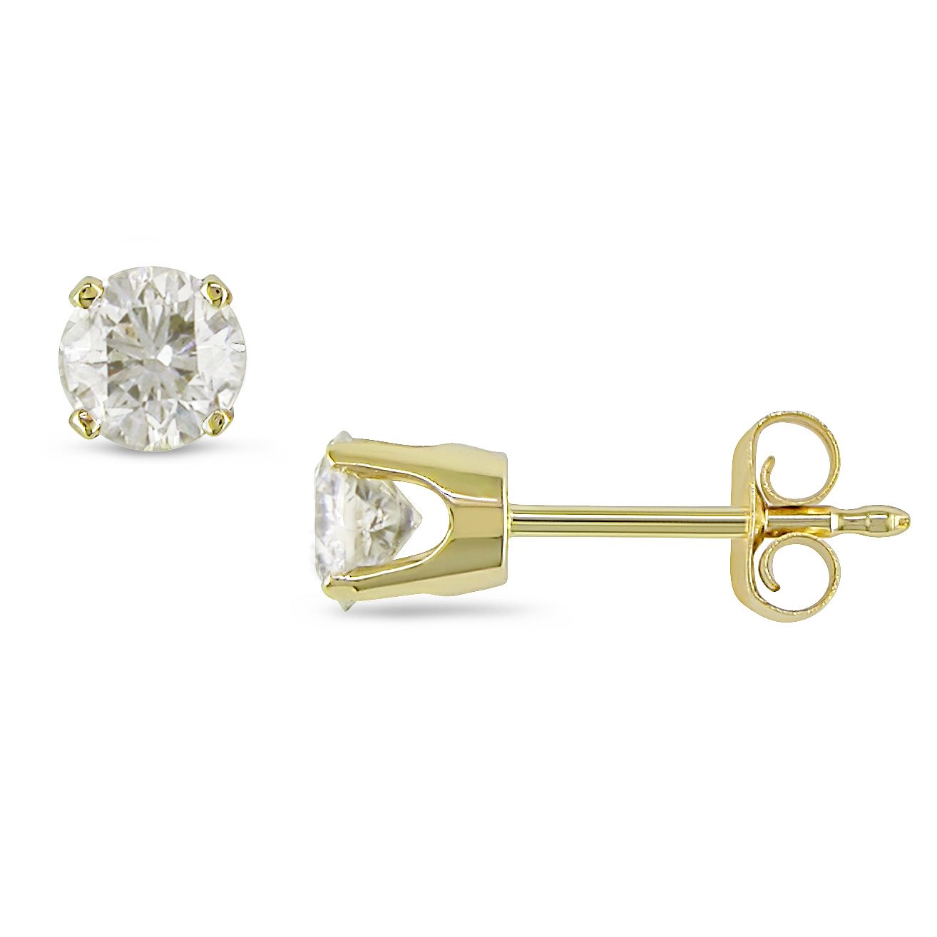1/2 CT  Solitaire Earrings Set in 14K Yellow Gold (J-K I2-I3)