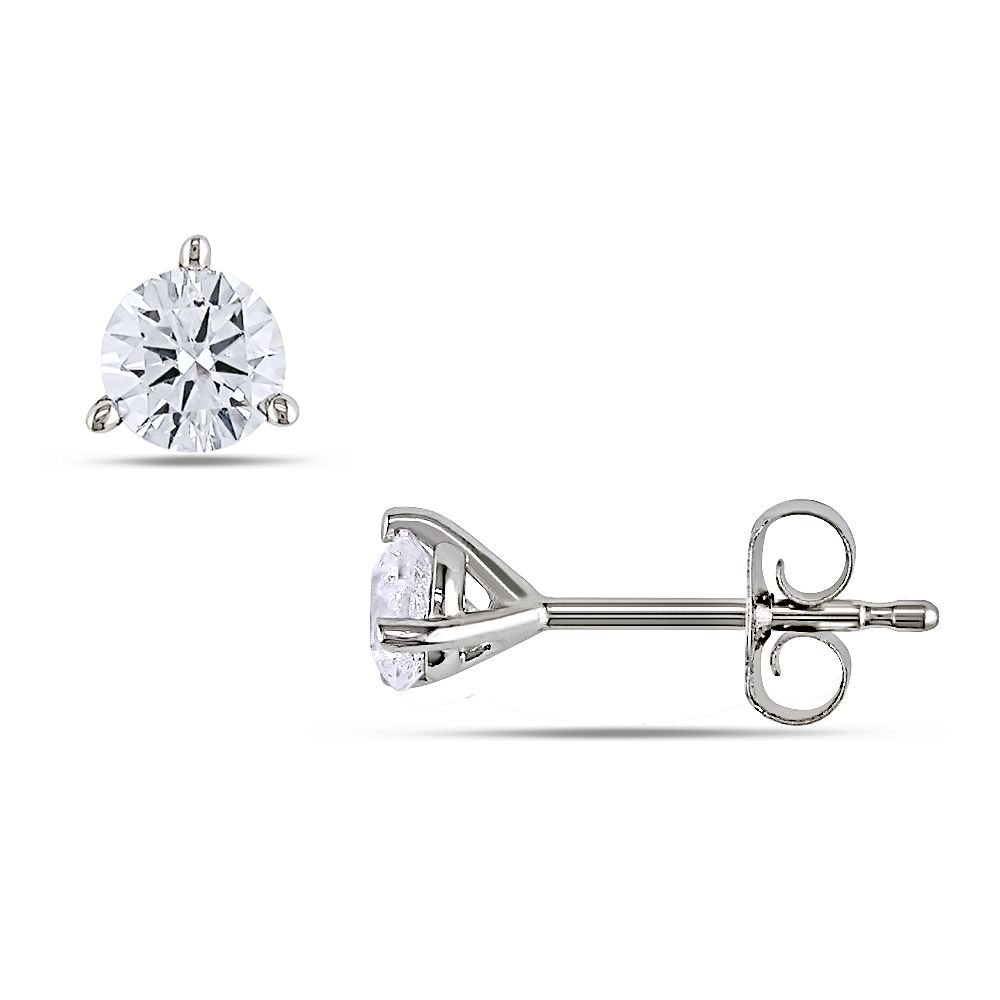 1/3 CT 3-Prong Martini Solitaire Earrings Set in 14K White Gold (G-H I1-I2)