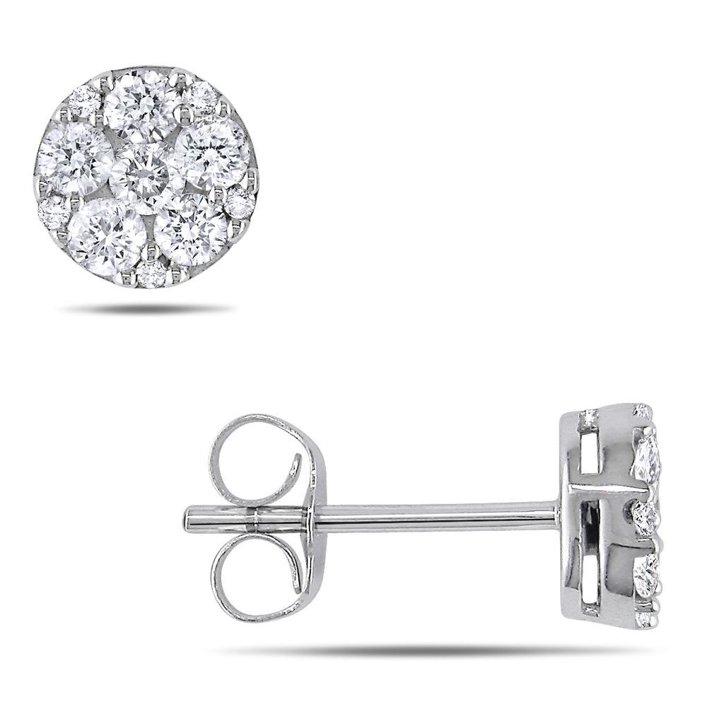 1/2 CT  Diamond Ear Pin Earrings Set in 10k White Gold (GH I1;I2)