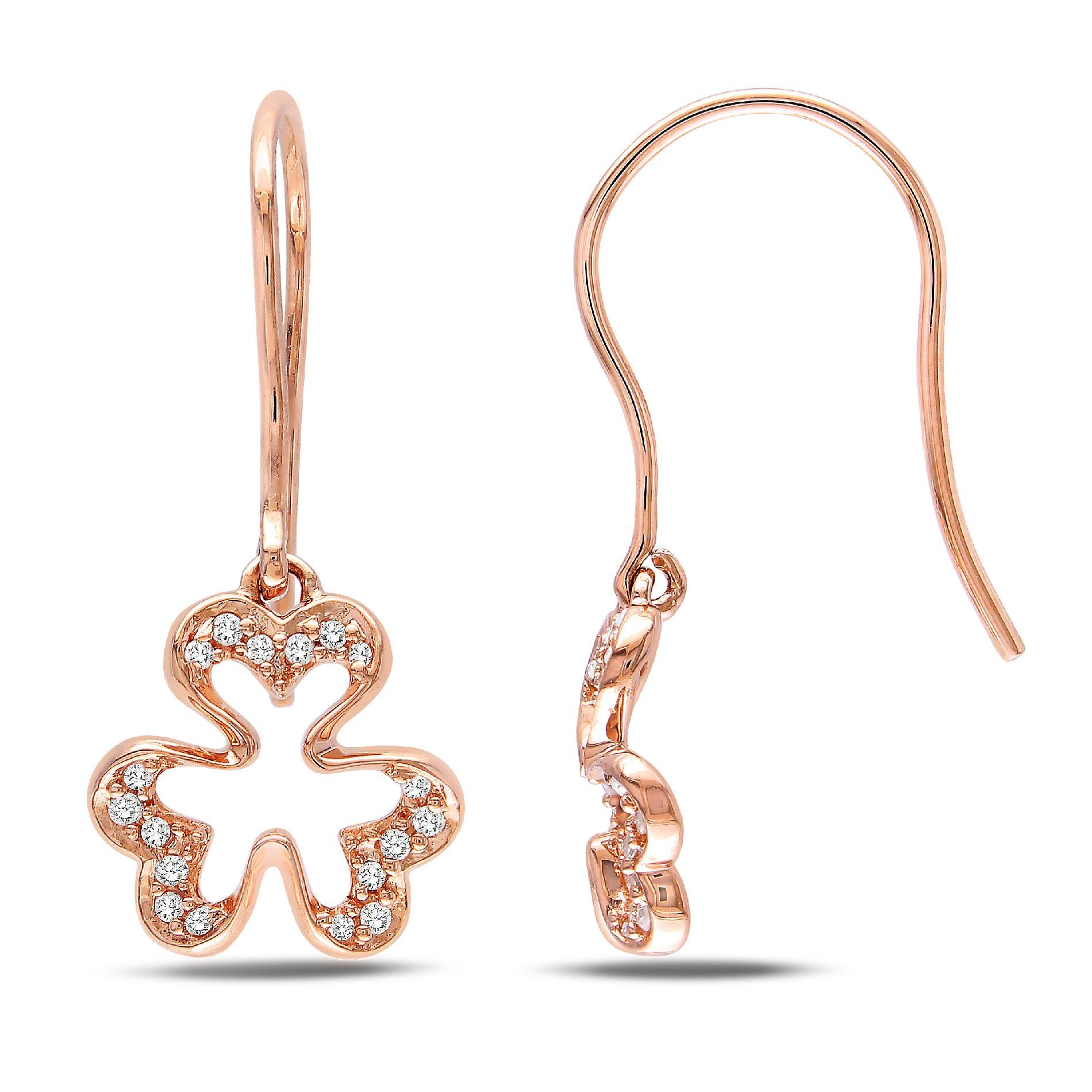 1/10 CT Diamond Charm Earrings Set in 10k Pink Gold (GH I2;I3)