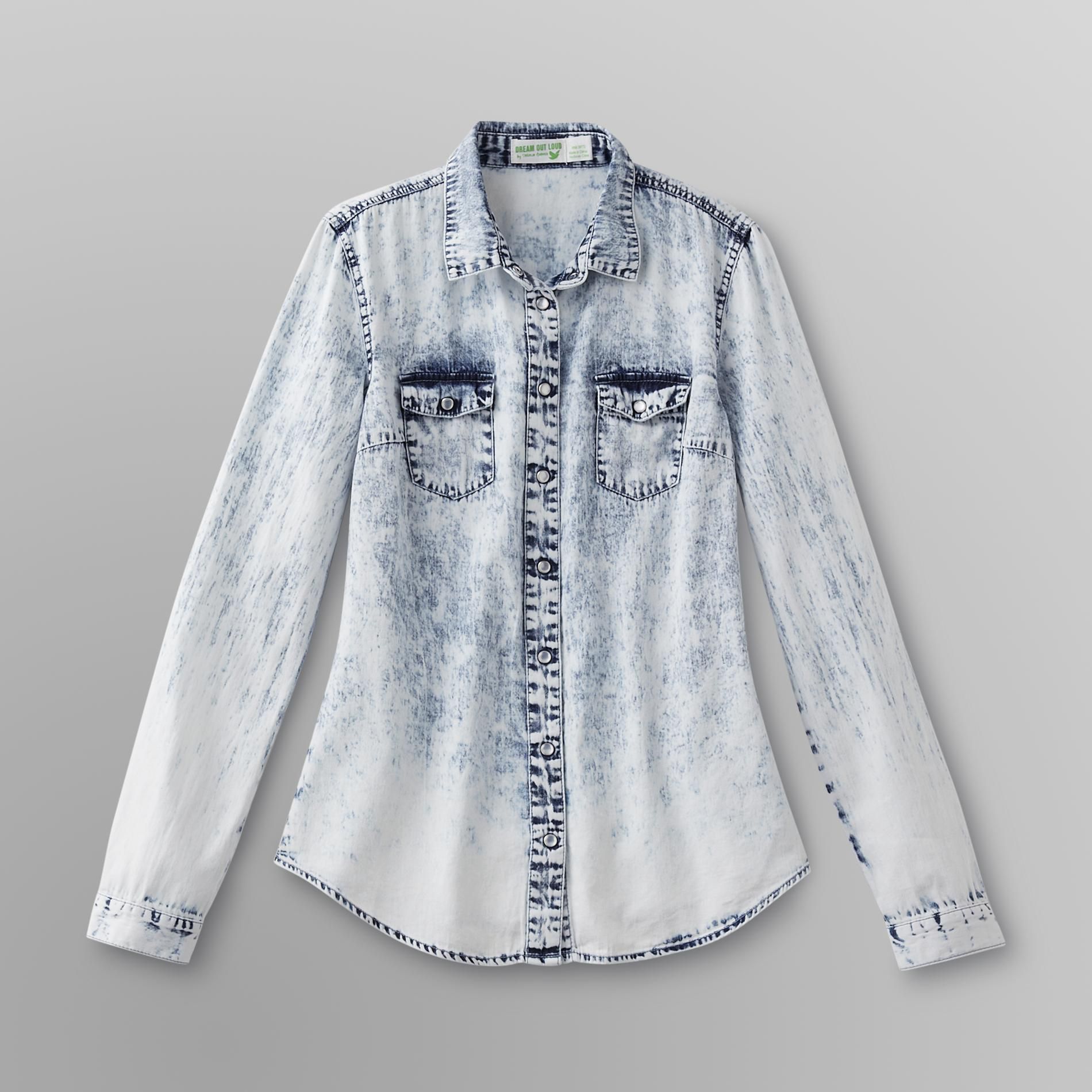 Dream Out Loud by Selena Gomez Junior's Acid-Wash Button-front Shirt at Kmart.com