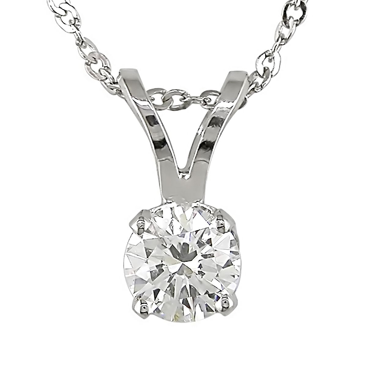 1/4 CTTW Diamond Solitaire Pendant With Chain in 14k White Gold GH I1-I2