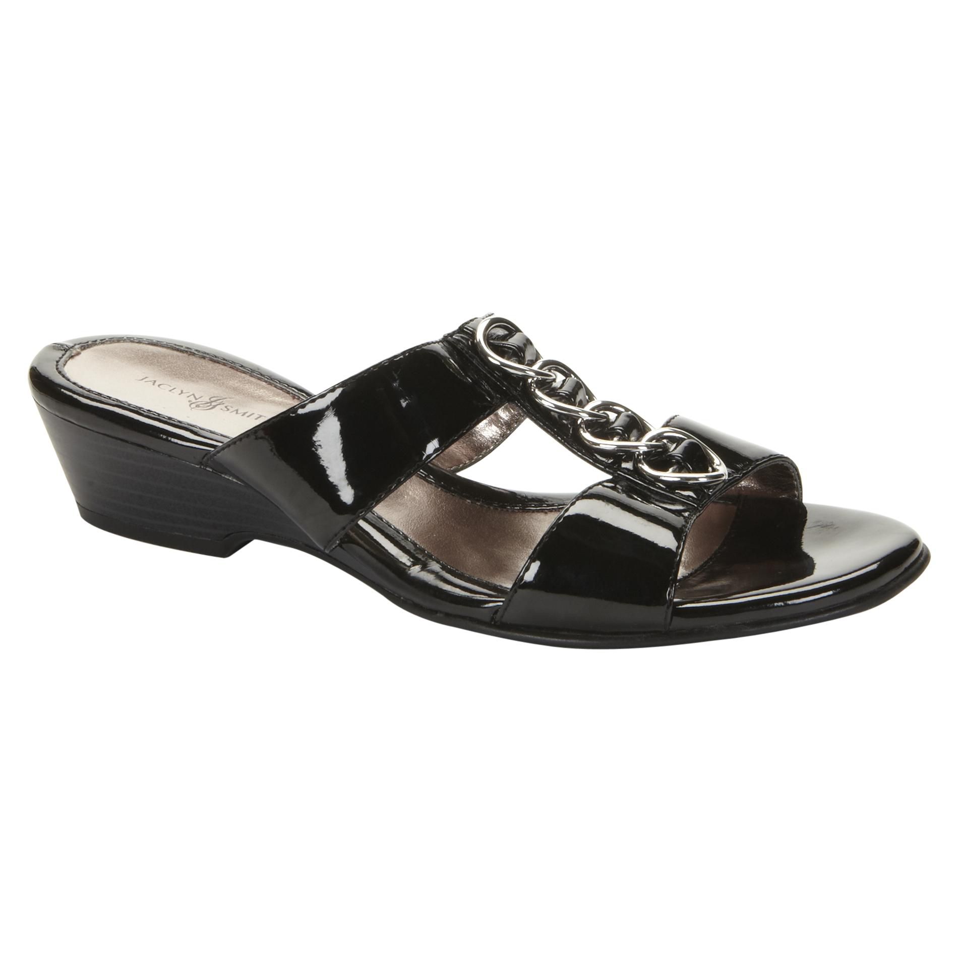 Jaclyn Smith Women's Chain Patent Slide Morticia - Black at Kmart.com