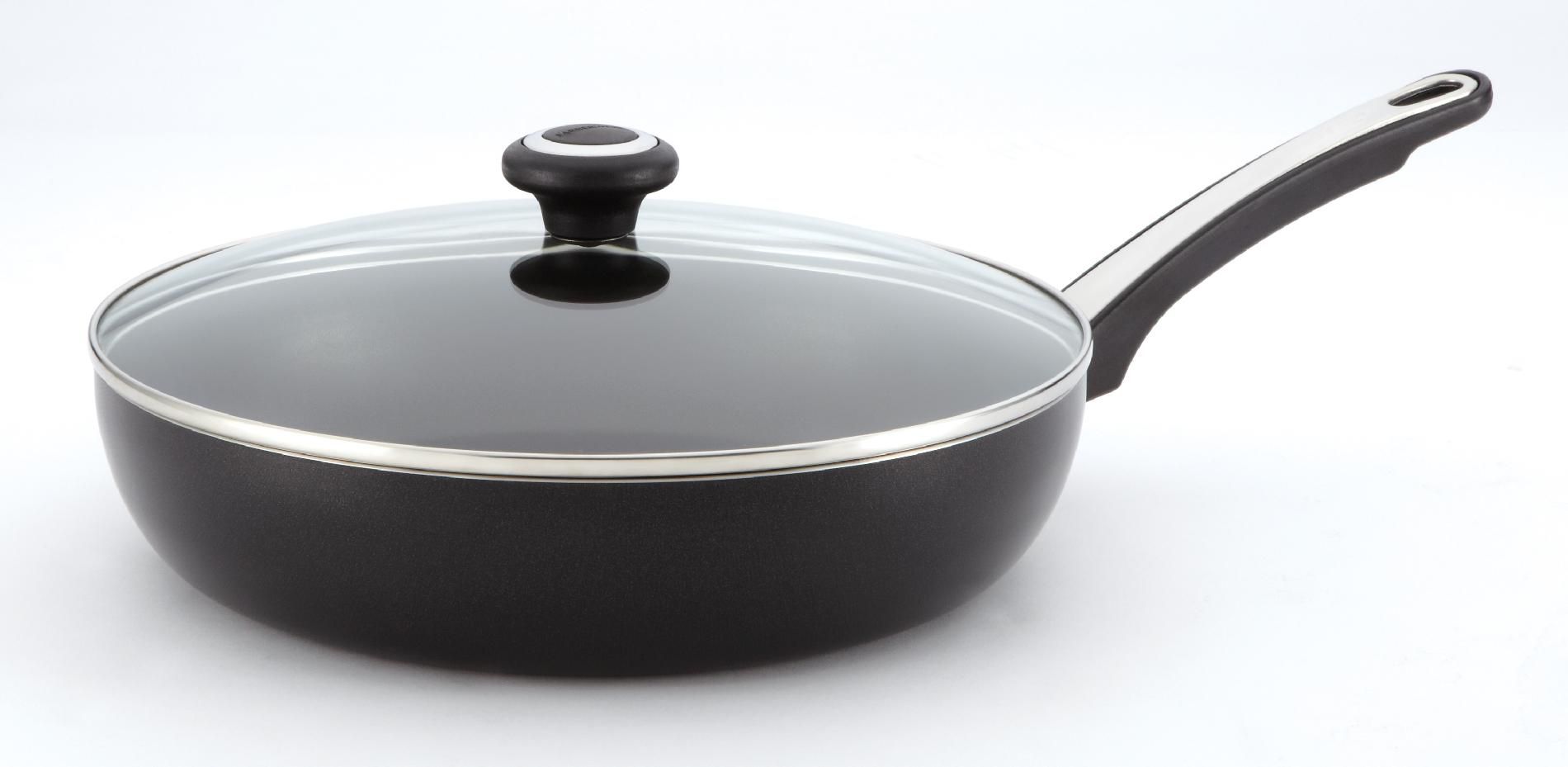 Farberware Dishwasher Safe High Performance Nonstick 12-Inch Covered Deep Skillet  Black