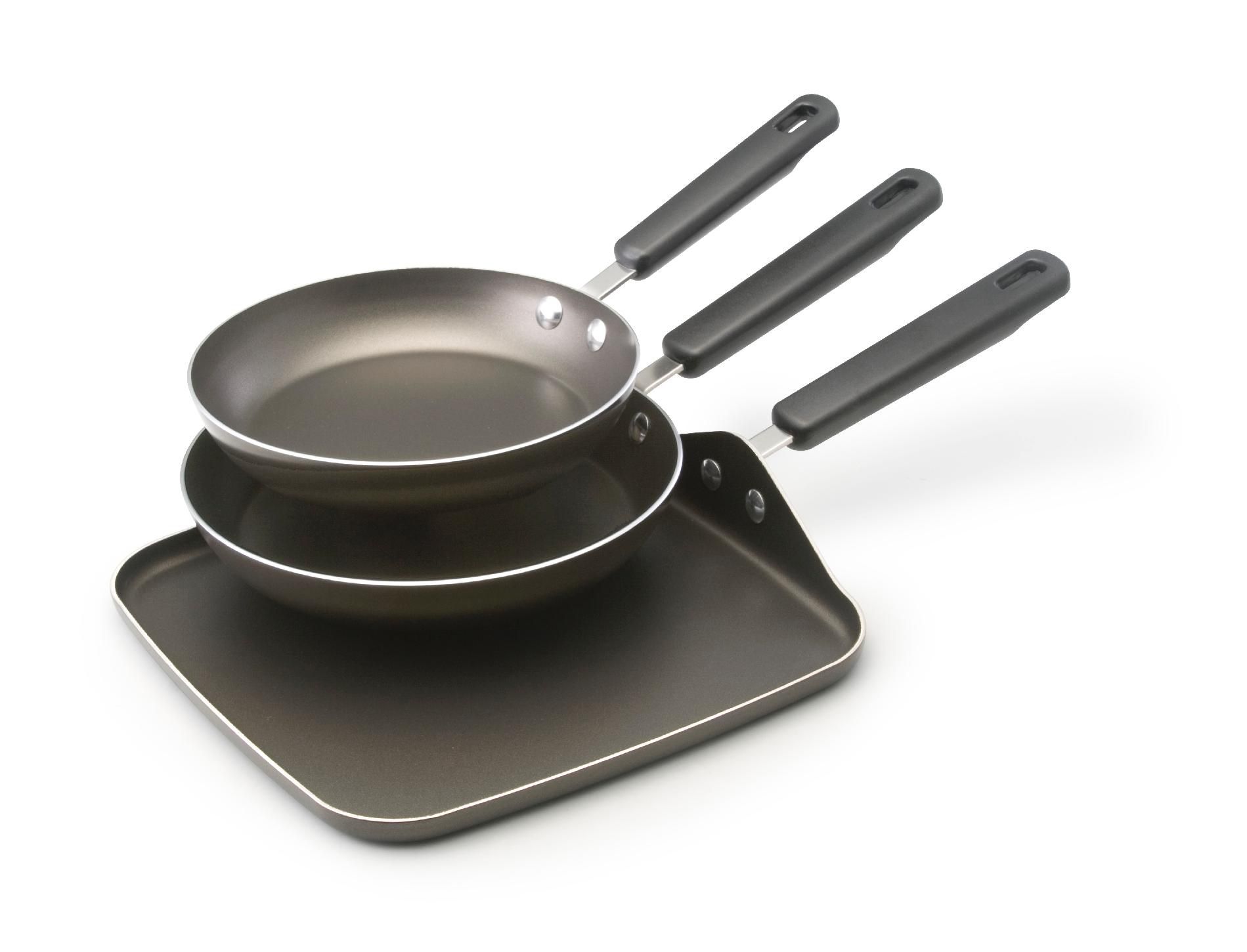 Farberware Triple Pack: 8-Inch  9-Inch  and 11-Inch Square Griddle  Gray