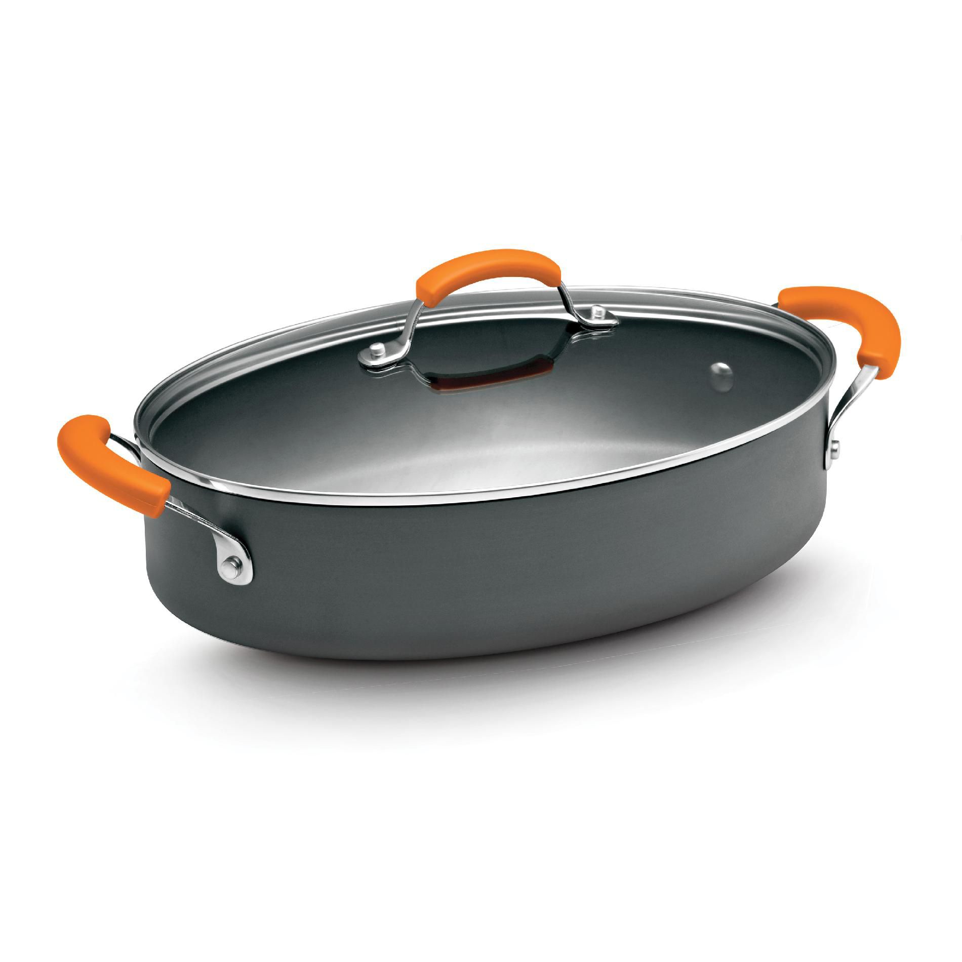 Rachael Ray 5-Quart Covered Oval Saute with Two Side Handles  Orange