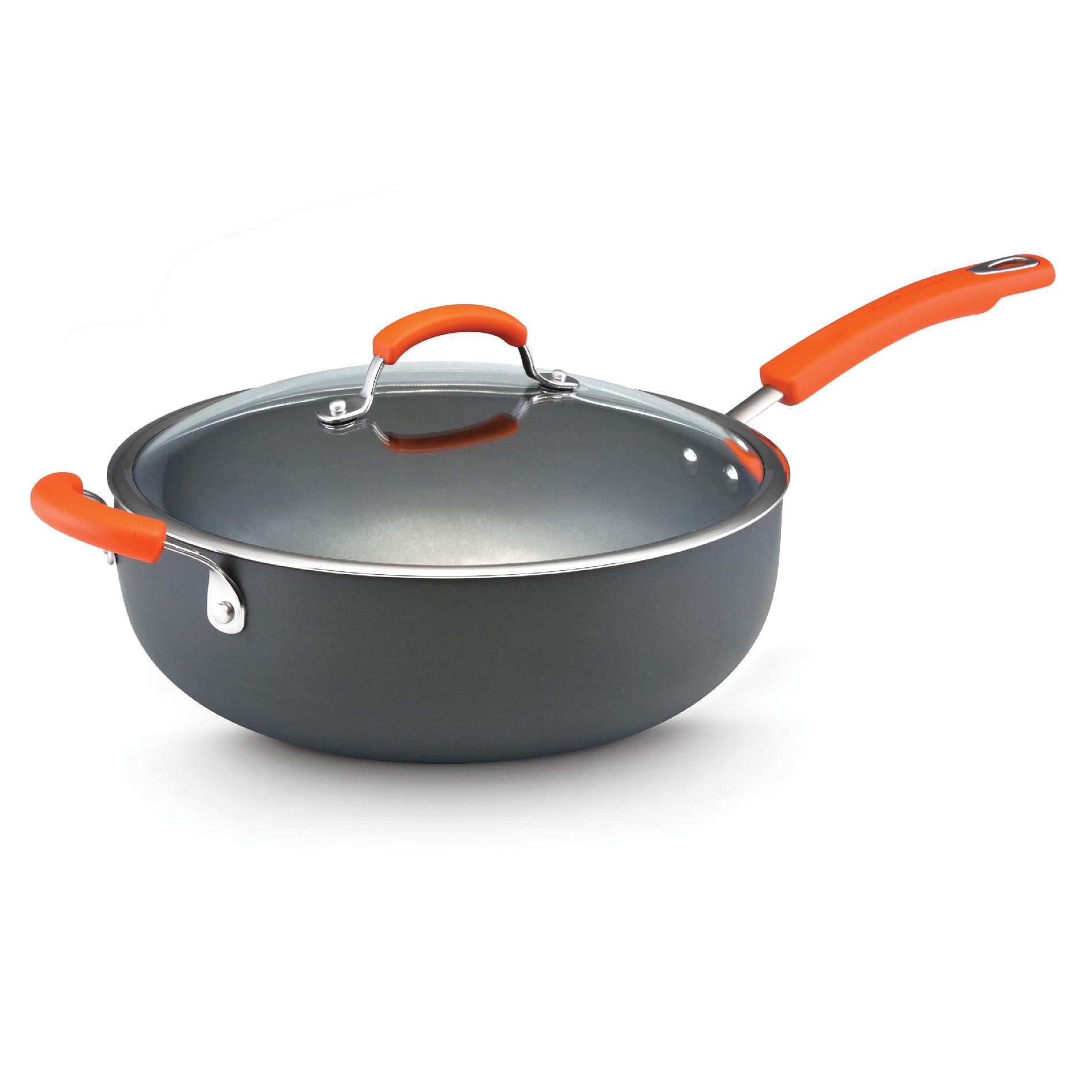 Rachael Ray 6-Quart Covered Chef's Pan  Orange Handles