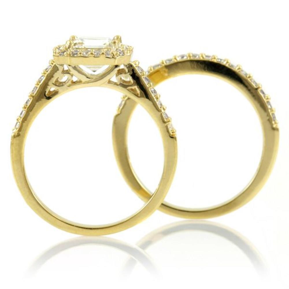 Devon's 1.5 CT Asscher Cut CZ Wedding Ring Set - Gold