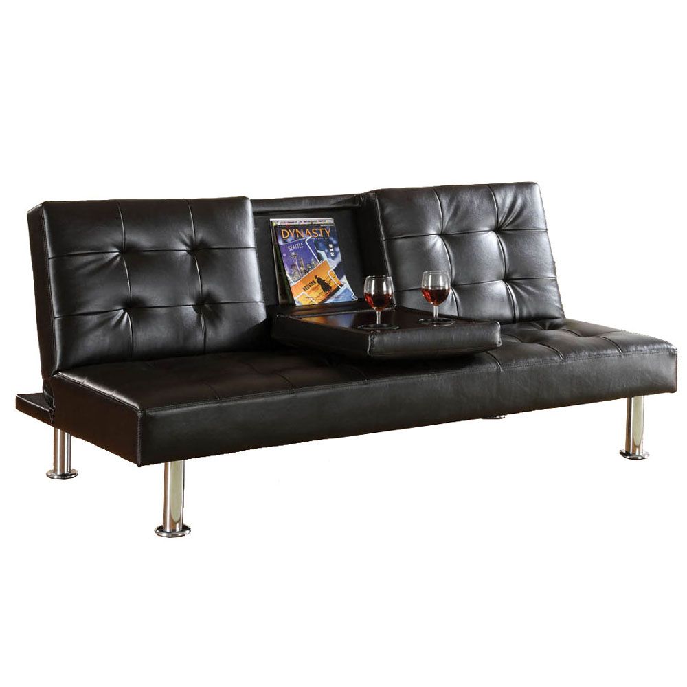 Orinda Leatherette Futon Sofa