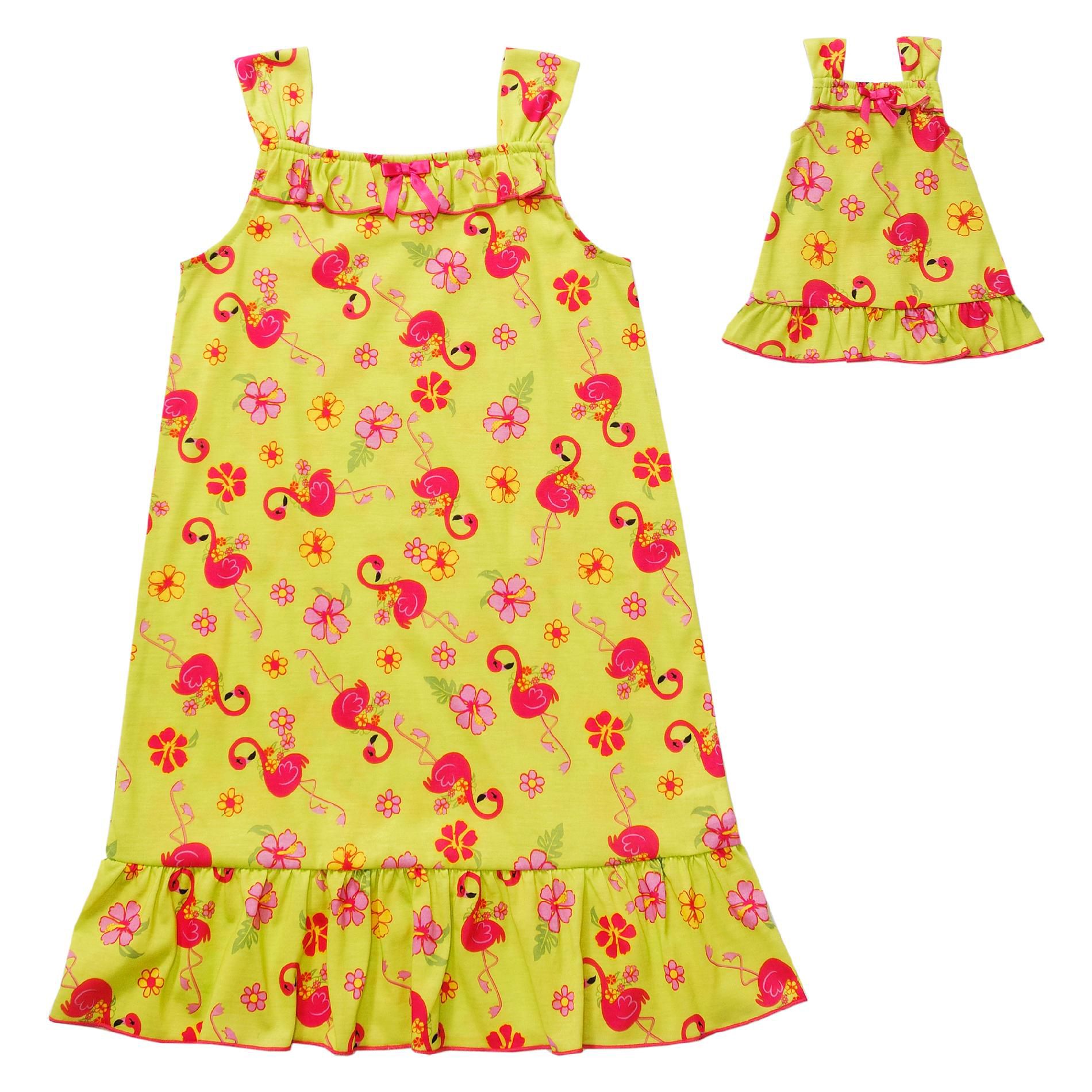 What A Doll Girl’s Sleeveless Flamingo Nightgown with Matching Doll Outfit at Kmart.com