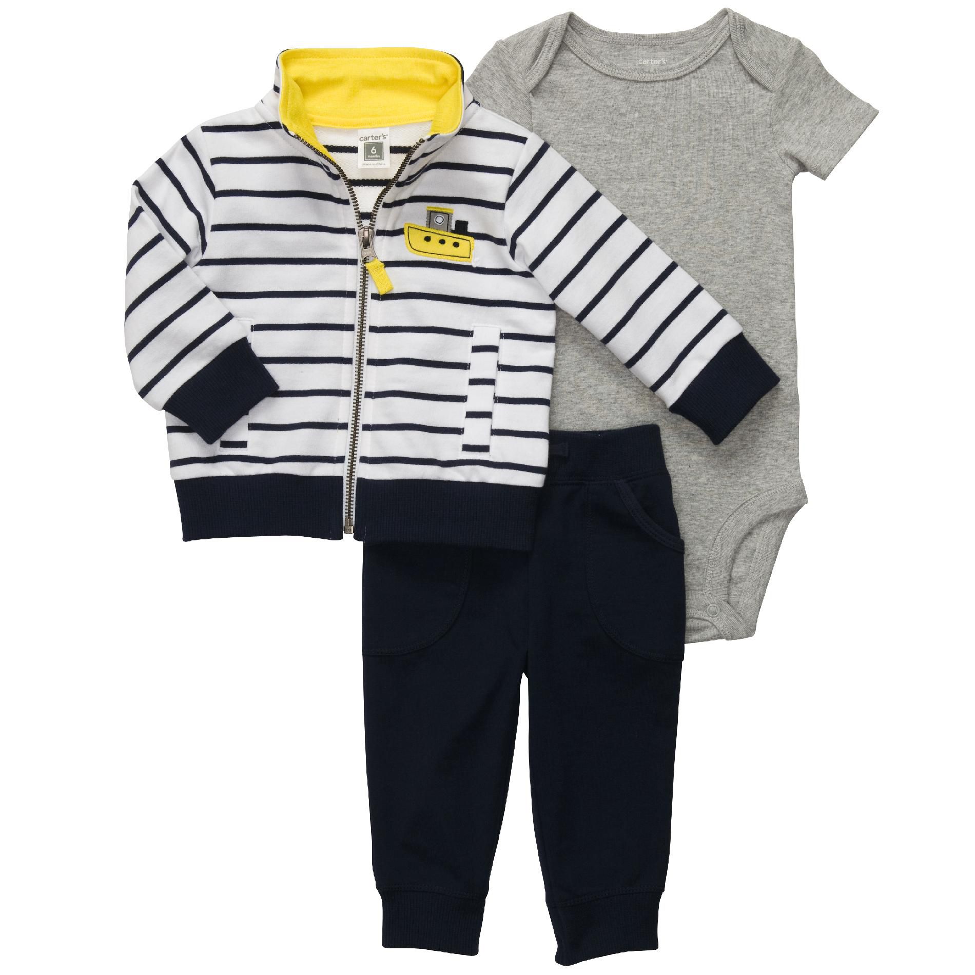 Carter's Newborn & Infant Boy’s 3 Pc Striped Boat Cardigan Set at Sears.com