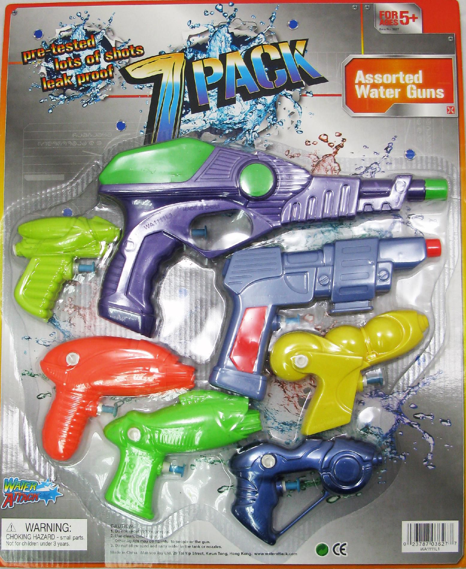   Water Attack 7 Pack Assorted Water Guns at mygofer.com