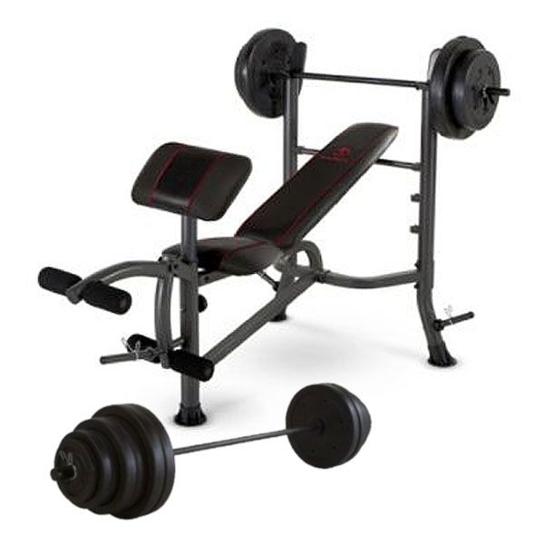 Marcy Weight Bench with Heavy Plates Bulk Up Bundle  ...