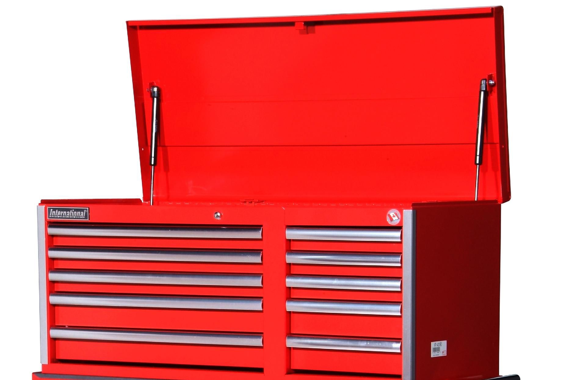 International 42 10-Drawer Ball Bearing Slides Top Chest Red