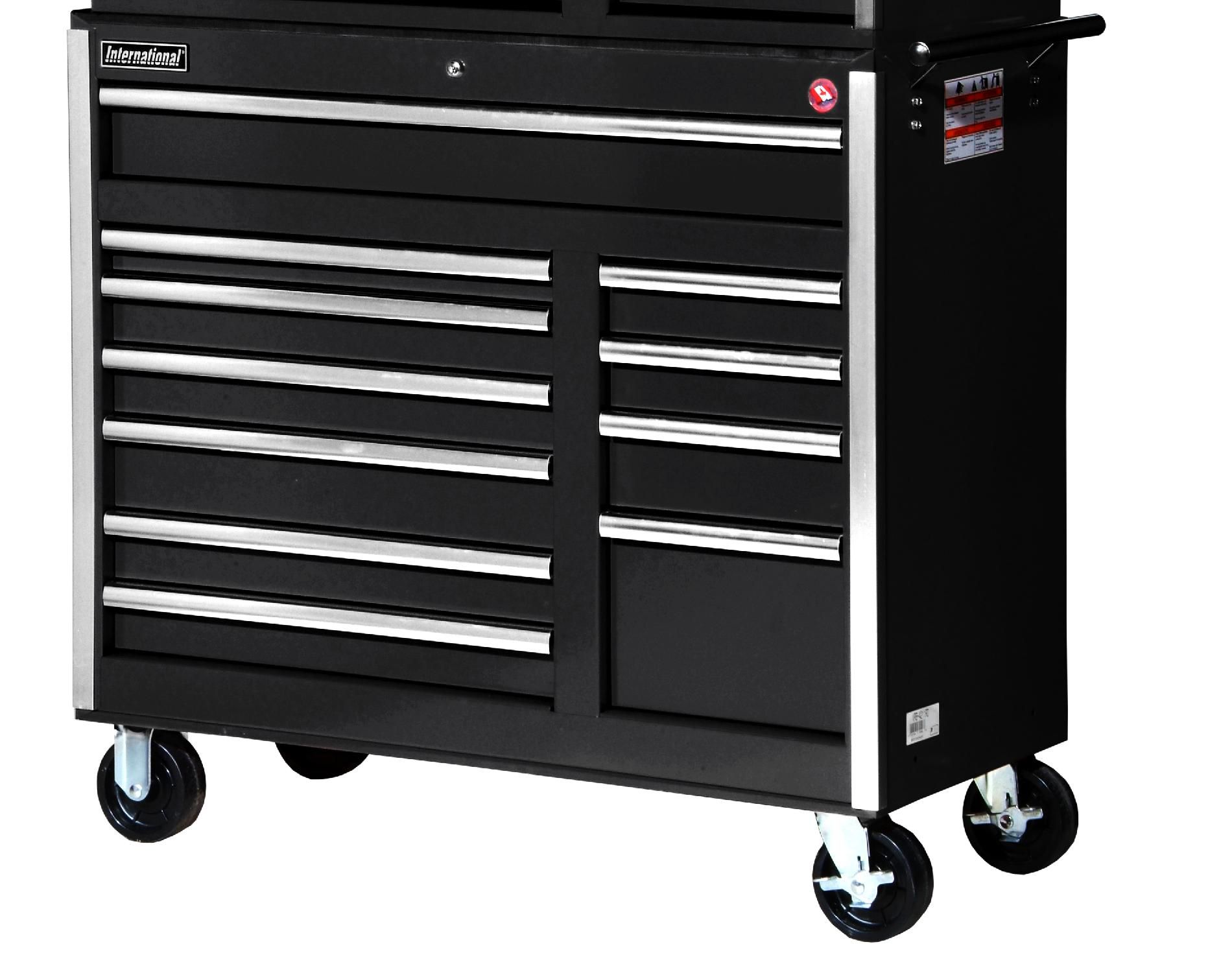 International 42 11-Drawer Ball Bearing Slides Roller Cabinet Black