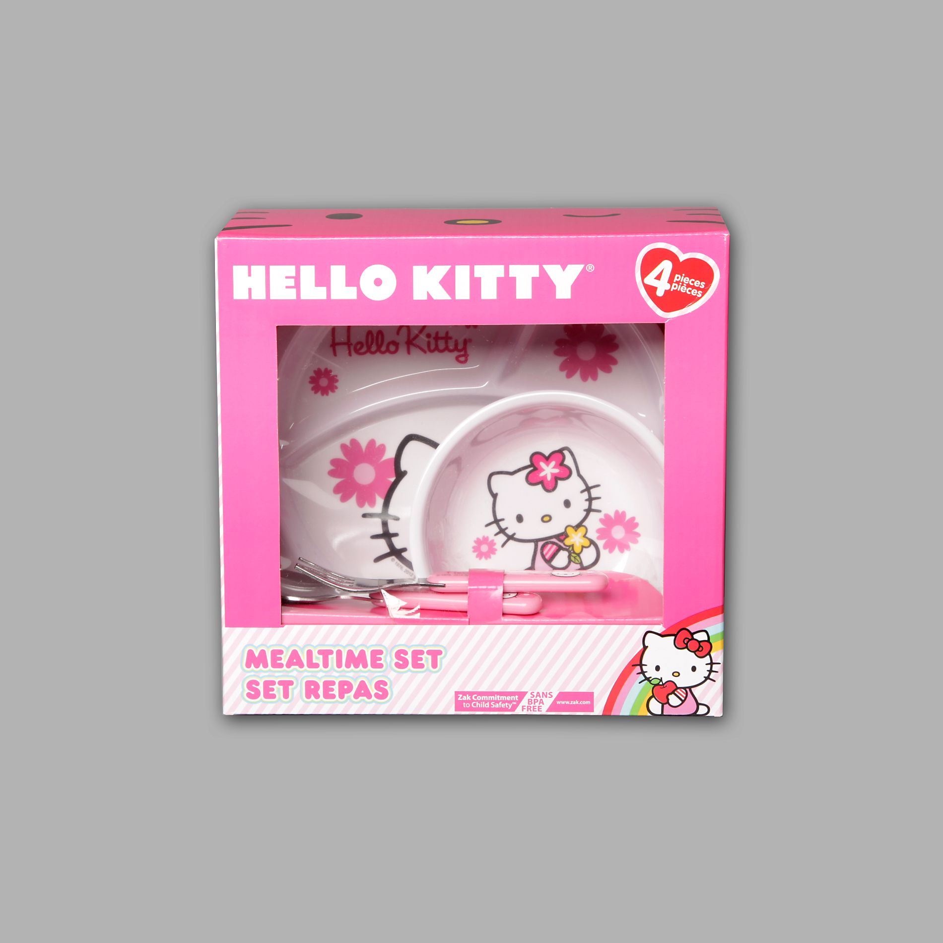 Zak Designs Girlas 4 Pc Hello Kitty Mealtime Set