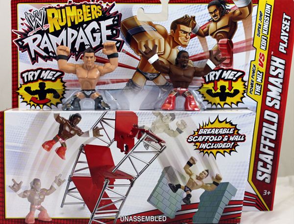 WWE The Miz &amp; Kofi Kingston w/ Scaffold Smash Playset WWE Rumblers Rampage Toy Wrestling Action Figures - MFG ID FOR DOT.COM ITEMS