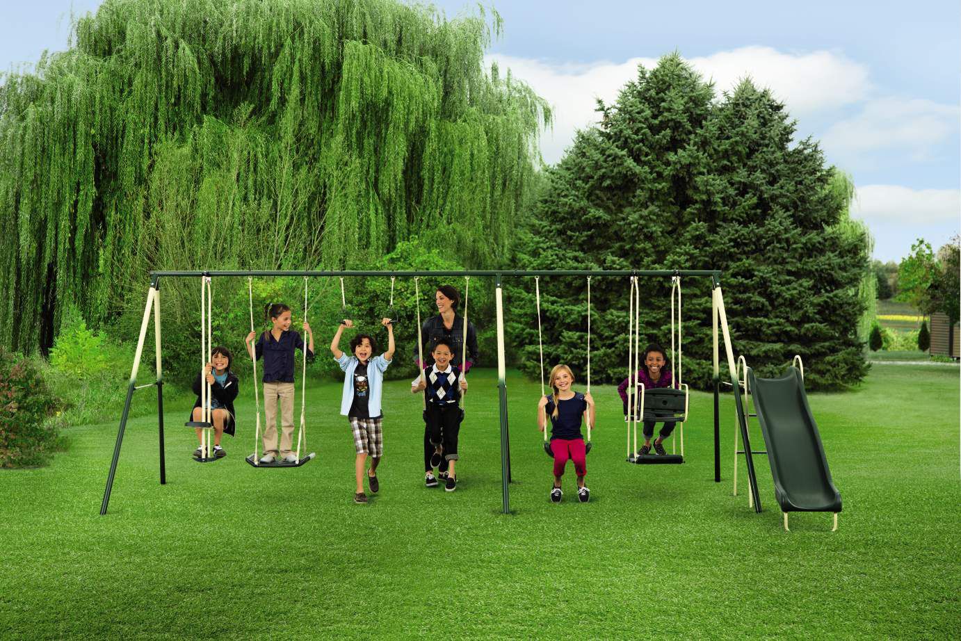 Metal Backyard Swing Set Outdoor Fun for the Kids from Kmart
