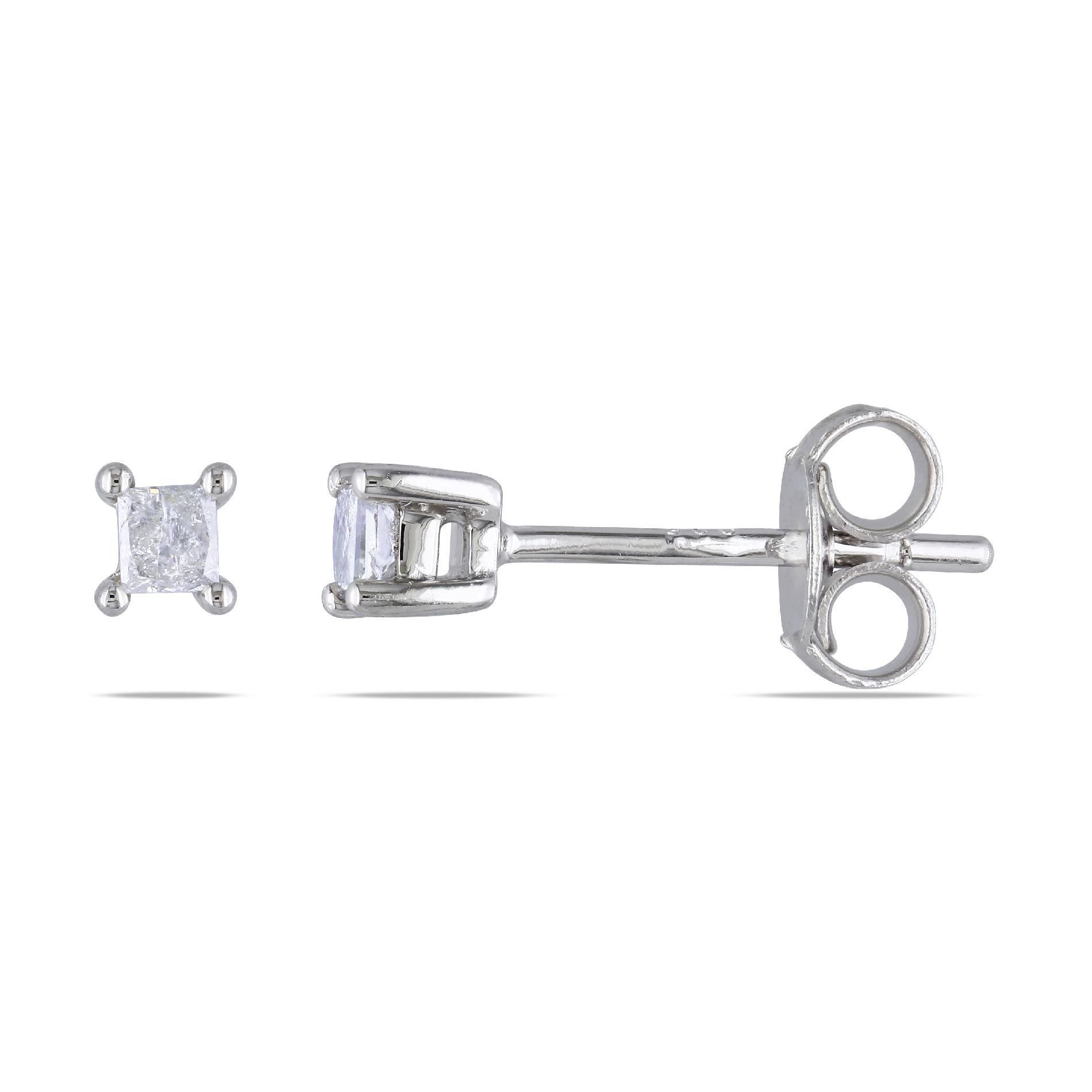 Amour 1/6 CT Princess Diamond Ear Pin Earrings in Sterling Silver (I3) at Sears.com