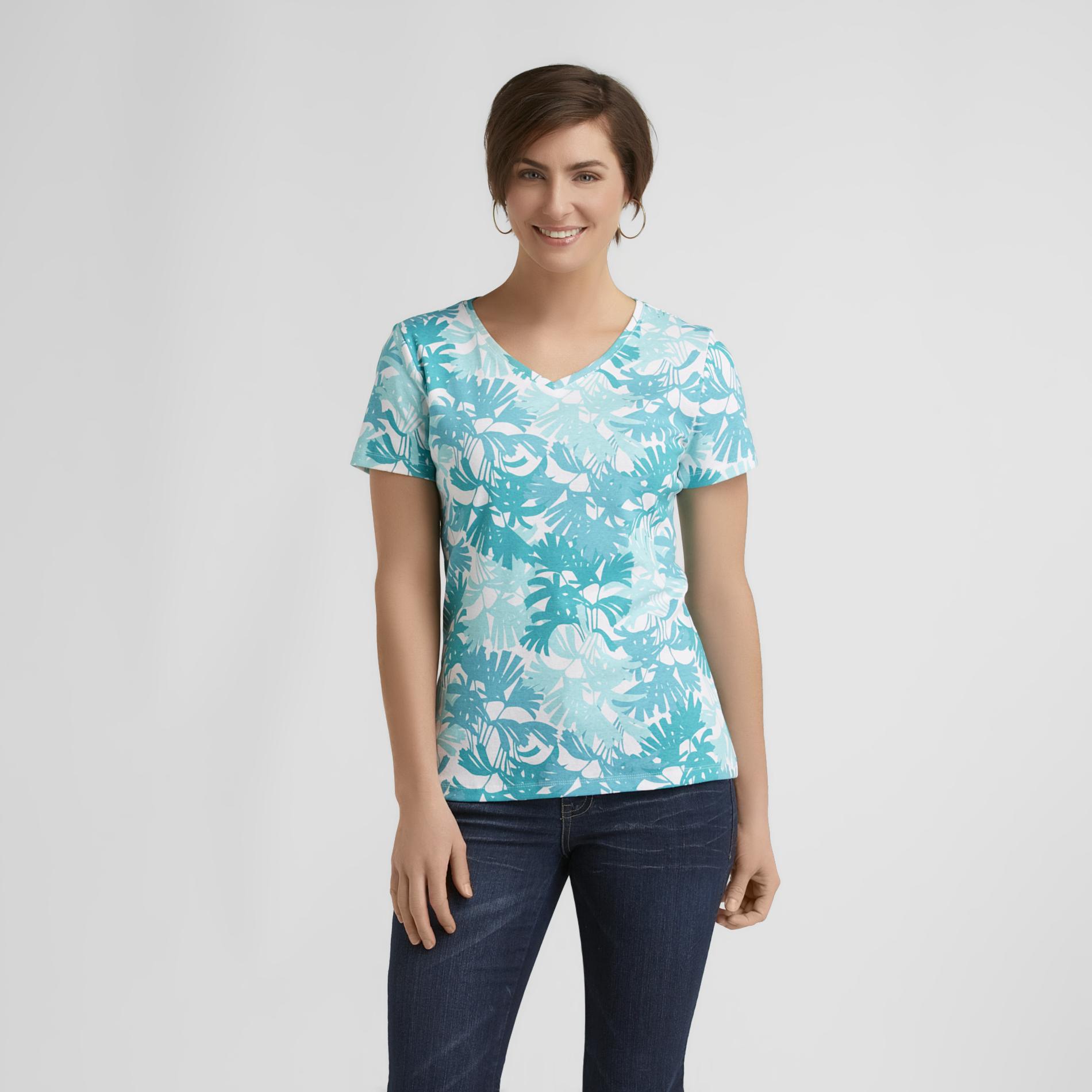 Laura Scott Women's Plus  V-Neck T-Shirt - Palm at Kmart.com