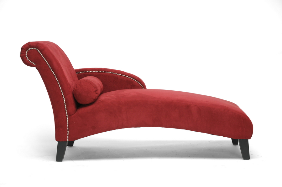Baxton Hestia Red Microfiber Modern Chaise Lounge