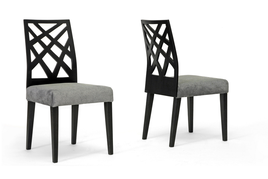 Baxton Marla Black Microfiber Modern Dining Chair -Set of 2