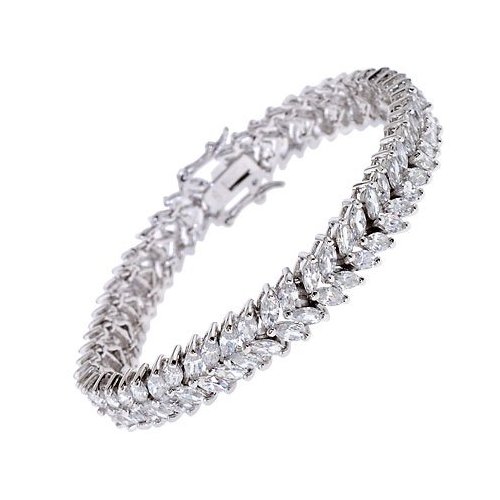 COLLETTE Z Cubic Zirconia (.925) Sterling Silver Two Row Marquise Bracelet at Kmart.com