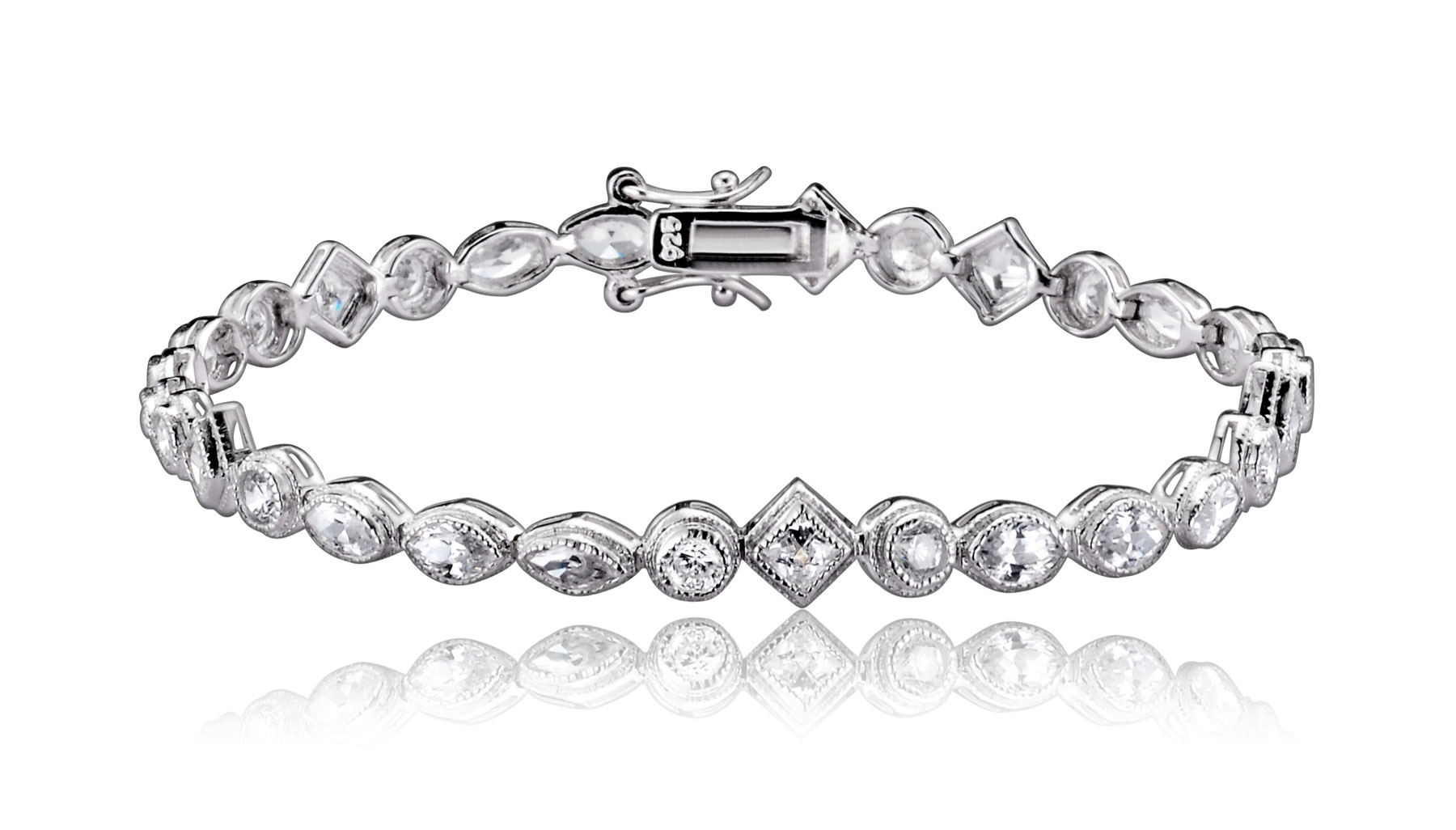 COLLETTE Z Cubic Zirconia (.925) Sterling Silver Square And Oval Dainty Bracelet at Kmart.com