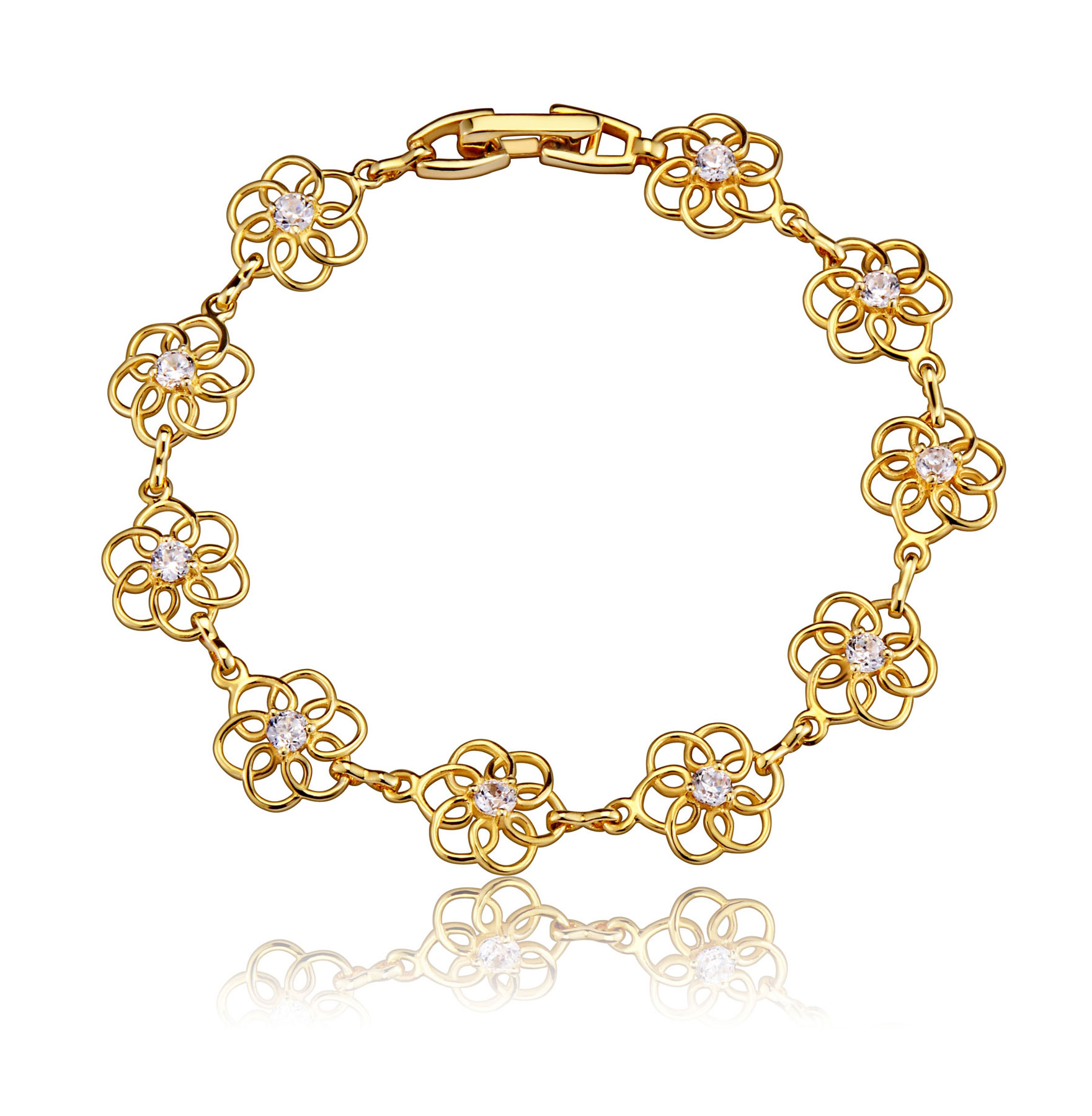COLLETTE Z Cubic Zirconia (.925) Sterling Silver Gold Plated Flower Shape Bracelet at Kmart.com