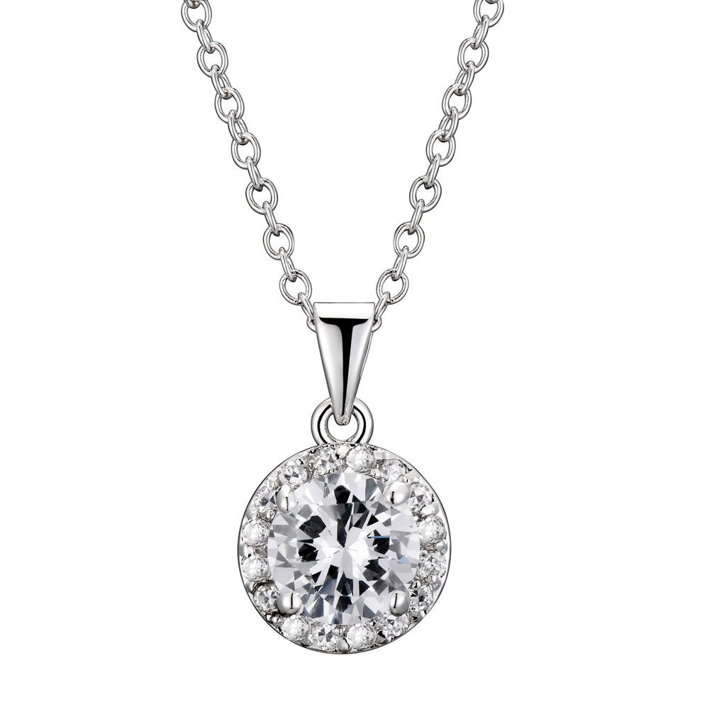 Cubic Zirconia (.925) Sterling Silver Round Pendant