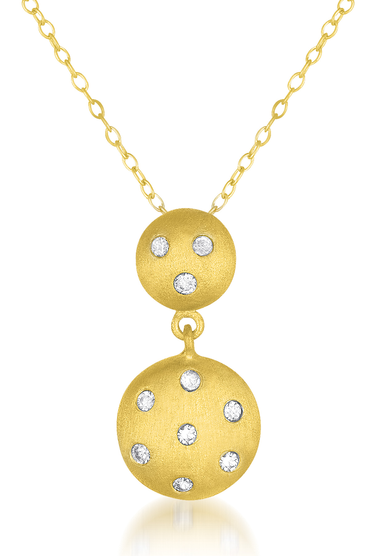 Cubic Zirconia (.925) Sterling Silver Sterling Silver Gold Plated Round Drop Pendant