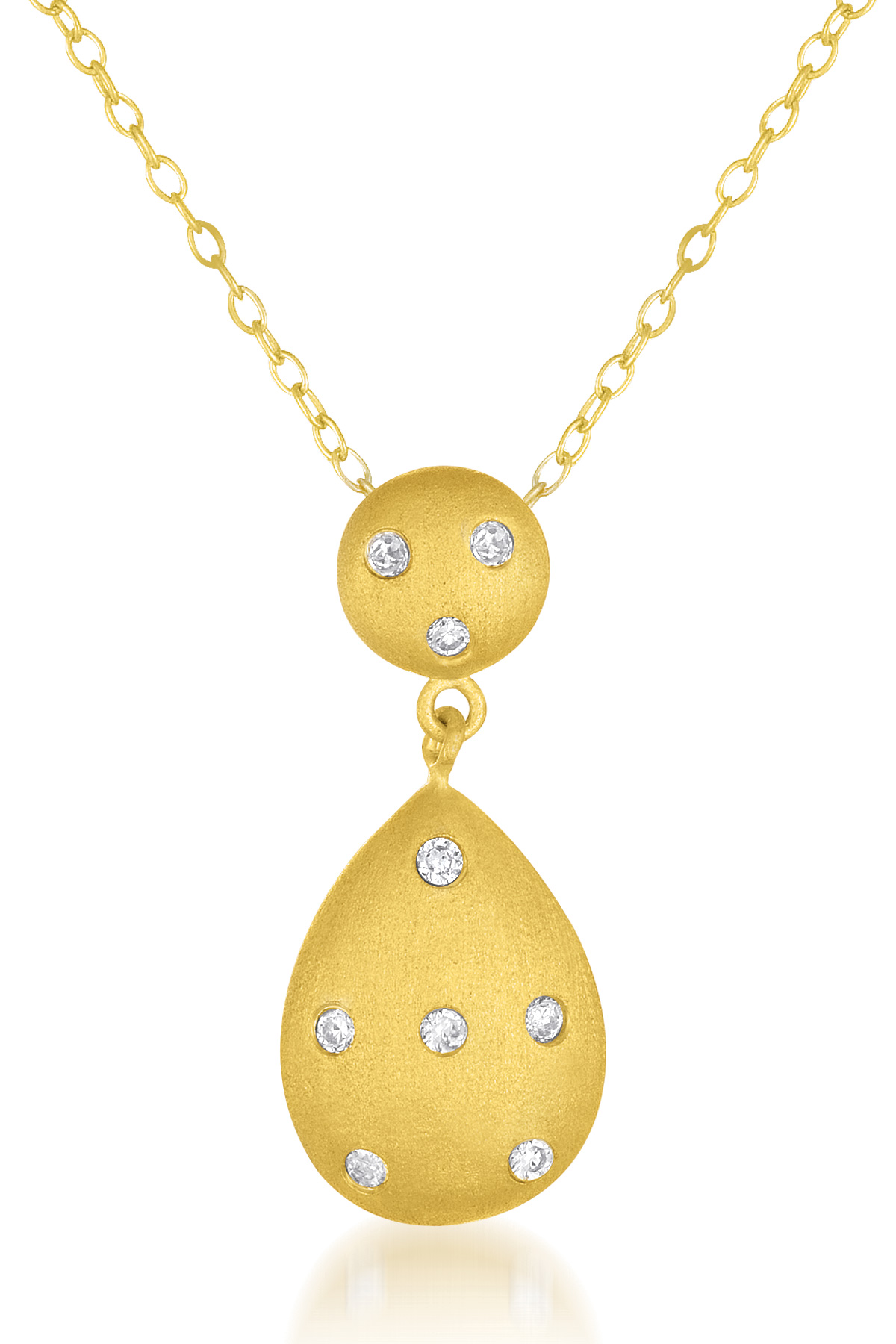 Cubic Zirconia (.925) Sterling Silver Sterling Silver Gold Plated Pear Shape Drop Pendant