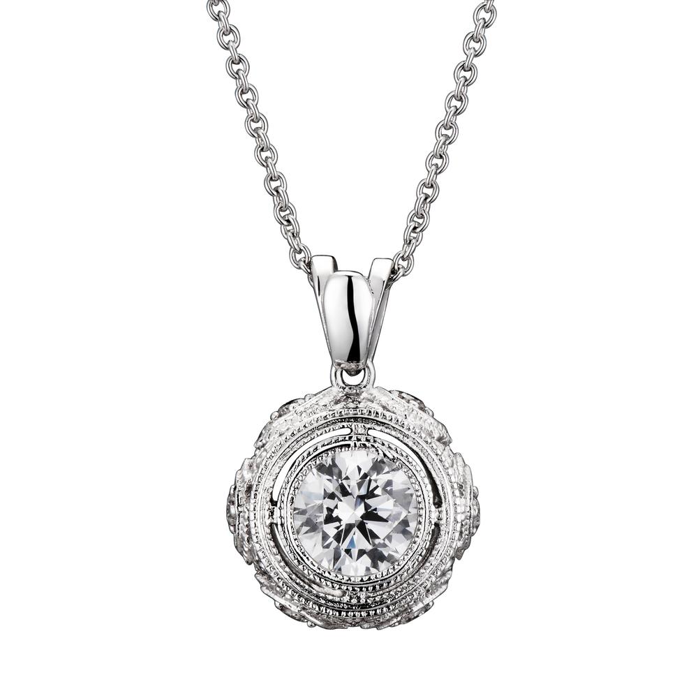 Cubic Zirconia (.925) Sterling Silver Round Stud Pendant