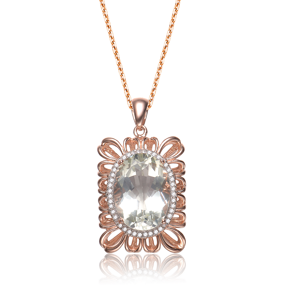 COLLETTE Z Cubic Zirconia (.925) Sterling Silver Rose Plated Green Quartz Square Pendant at Sears.com