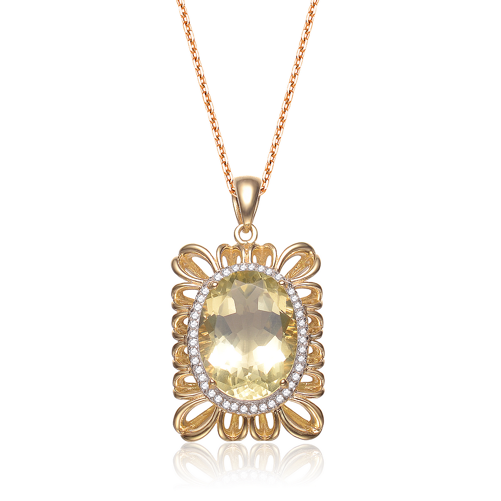Cubic Zirconia (.925) Sterling Silver Gold