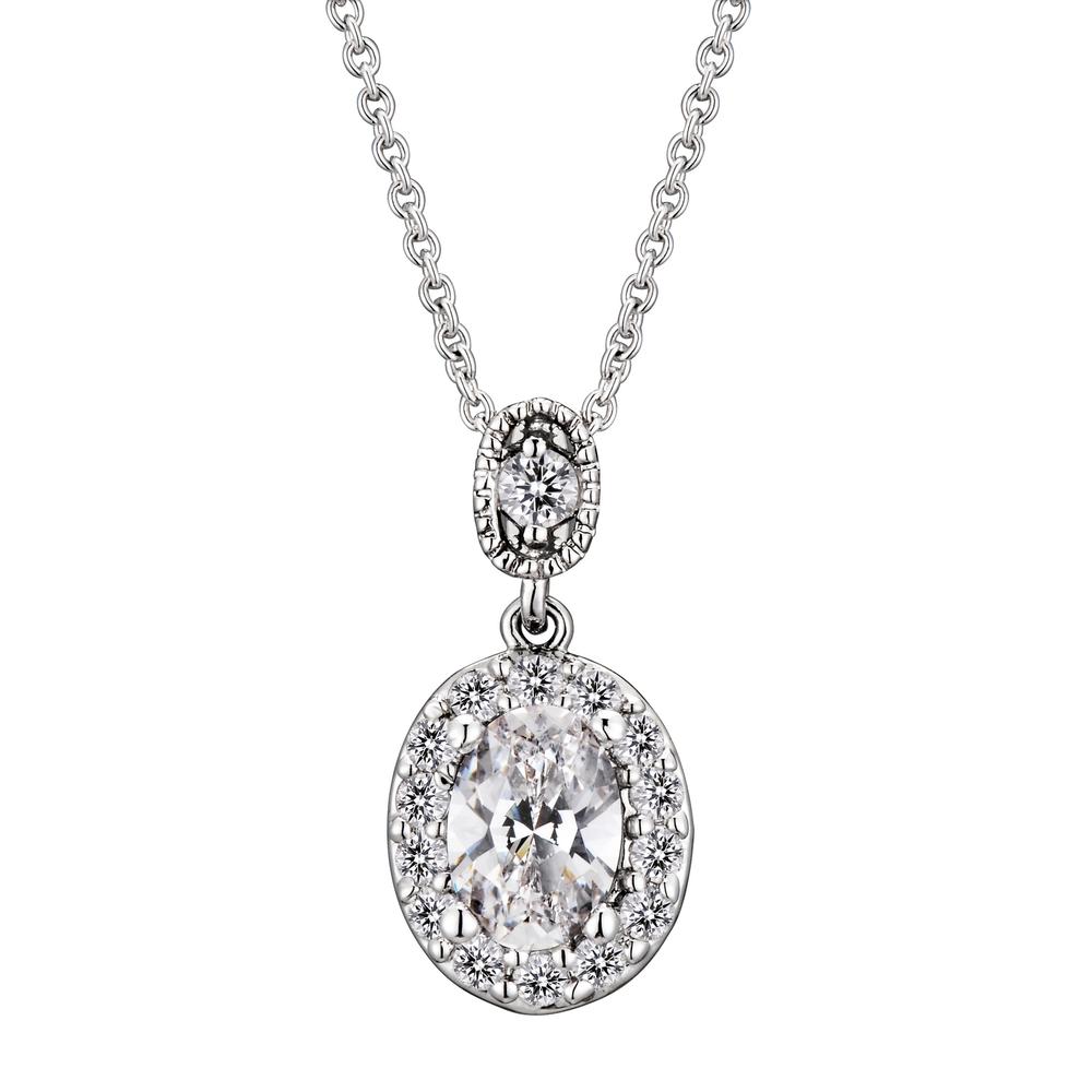 Cubic Zirconia (.925) Sterling Silver Oval Pendant