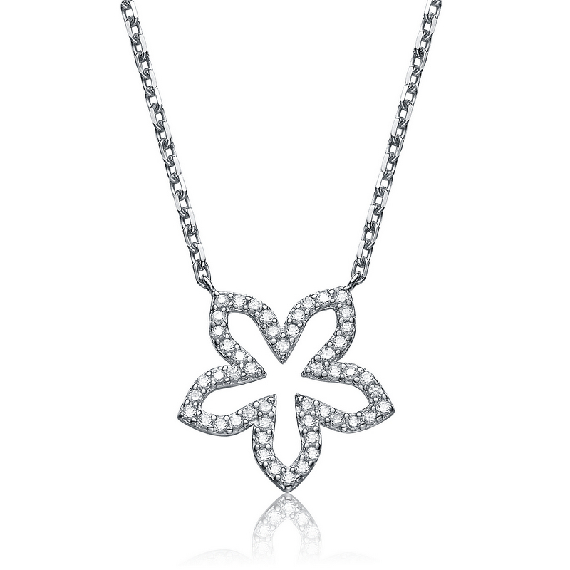 Cubic Zirconia (.925) Sterling Silver Star Shape Micro Pave Pendant