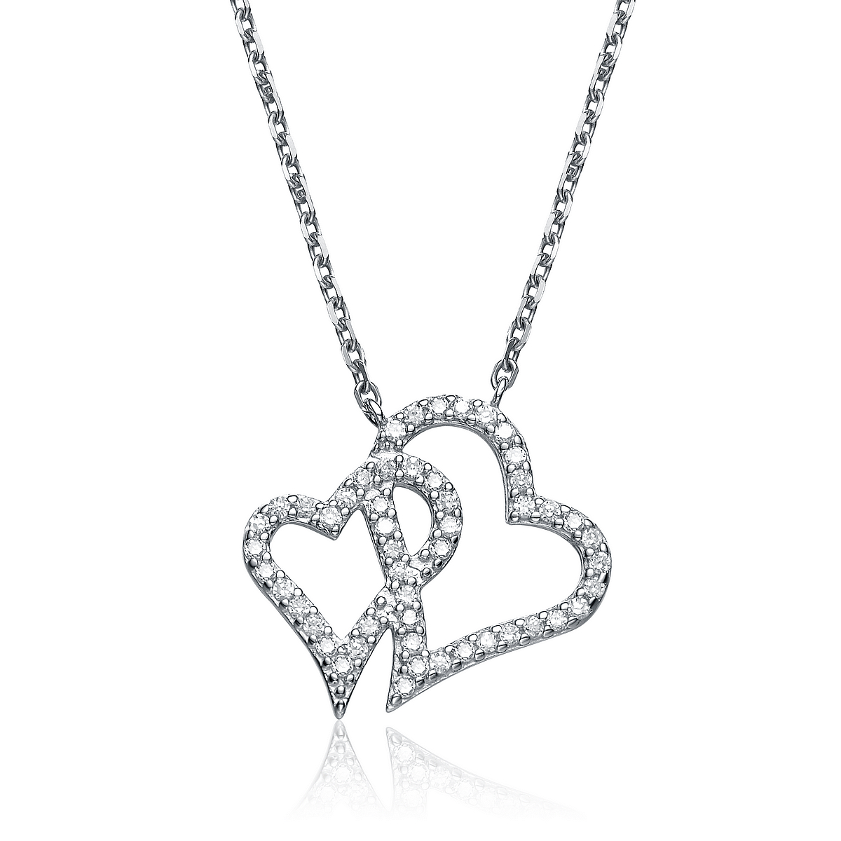 COLLETTE Z Cubic Zirconia (.925) Sterling Silver Double Heart Micro Pave Pendant at Kmart.com