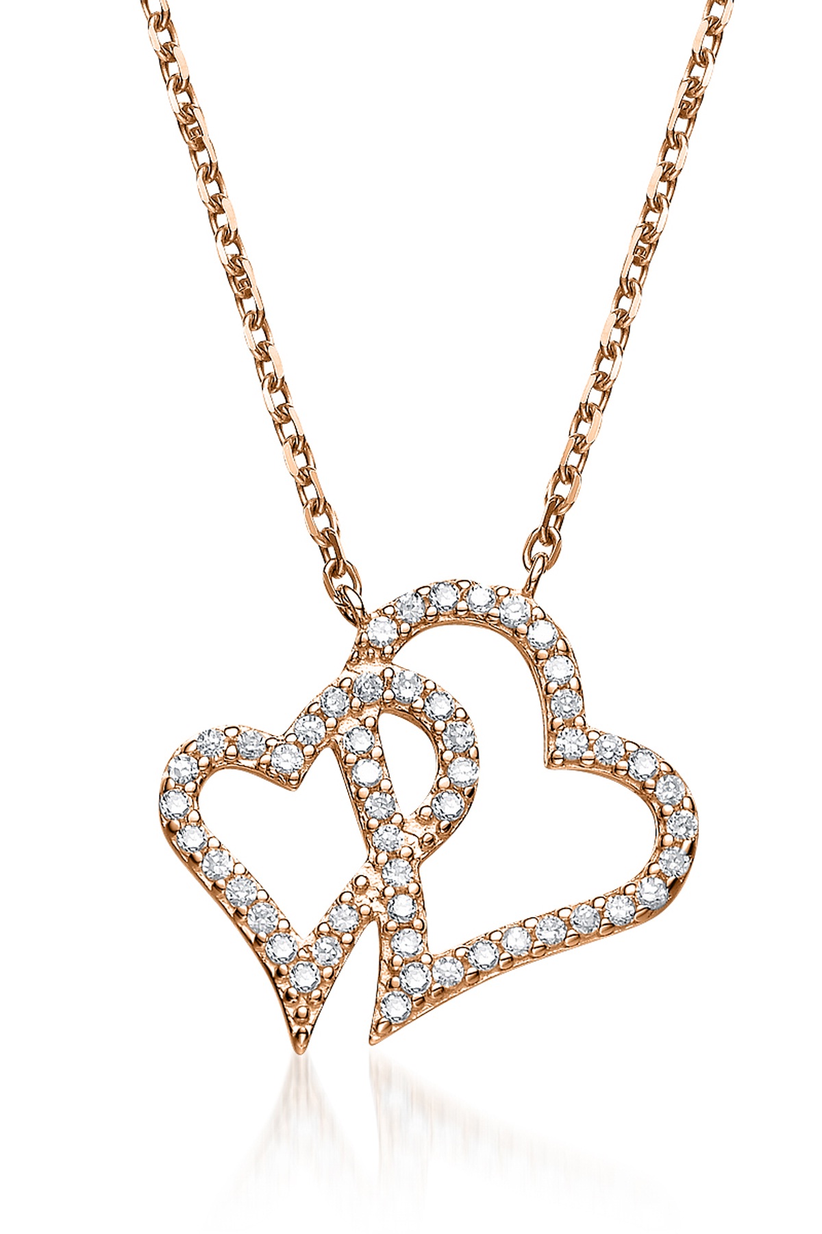 COLLETTE Z Cubic Zirconia (.925) Sterling Silver Rose Plated Double Heart Micro Pave Pendant at Kmart.com