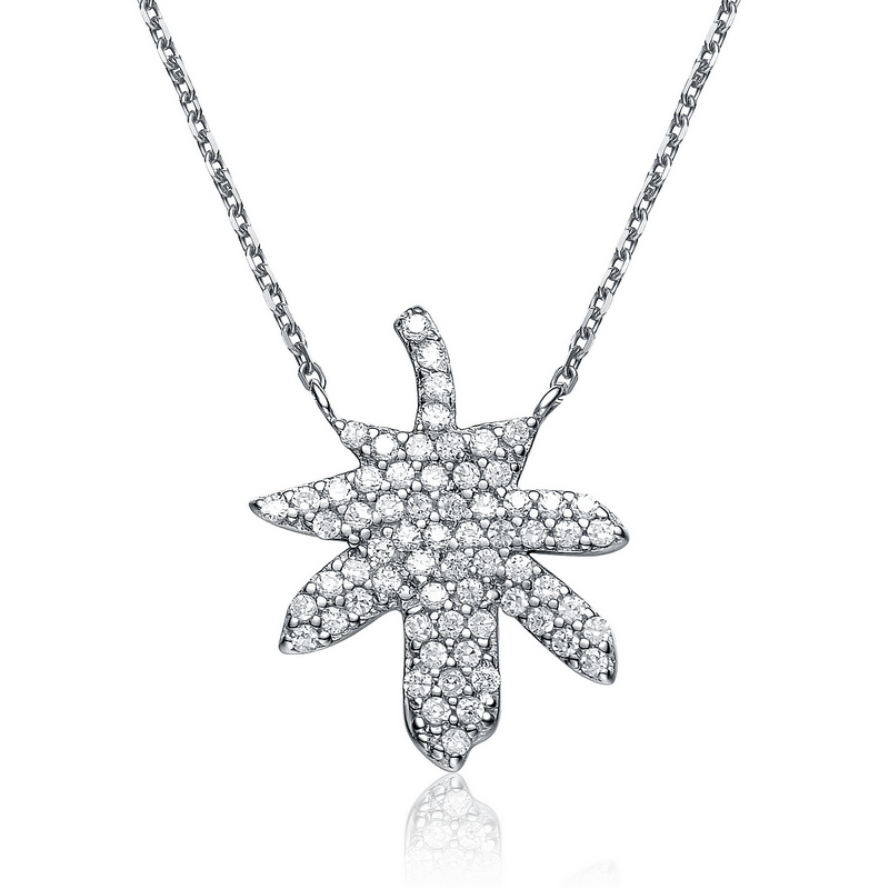 COLLETTE Z Cubic Zirconia (.925) Sterling Silver Micro Pave Leaf Shape Pendant at Kmart.com