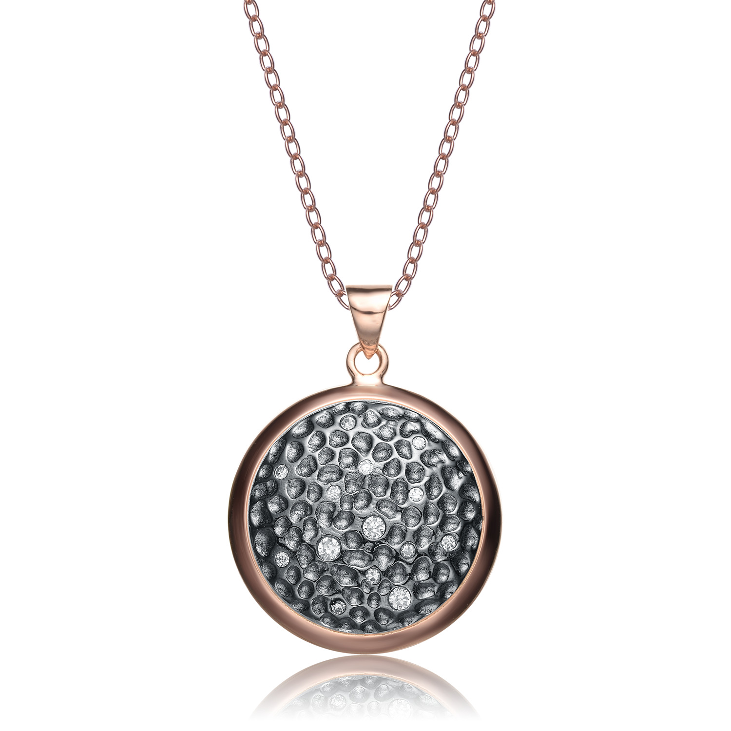 Cubic Zirconia (.925) Sterling Silver Black And Rose Pendant
